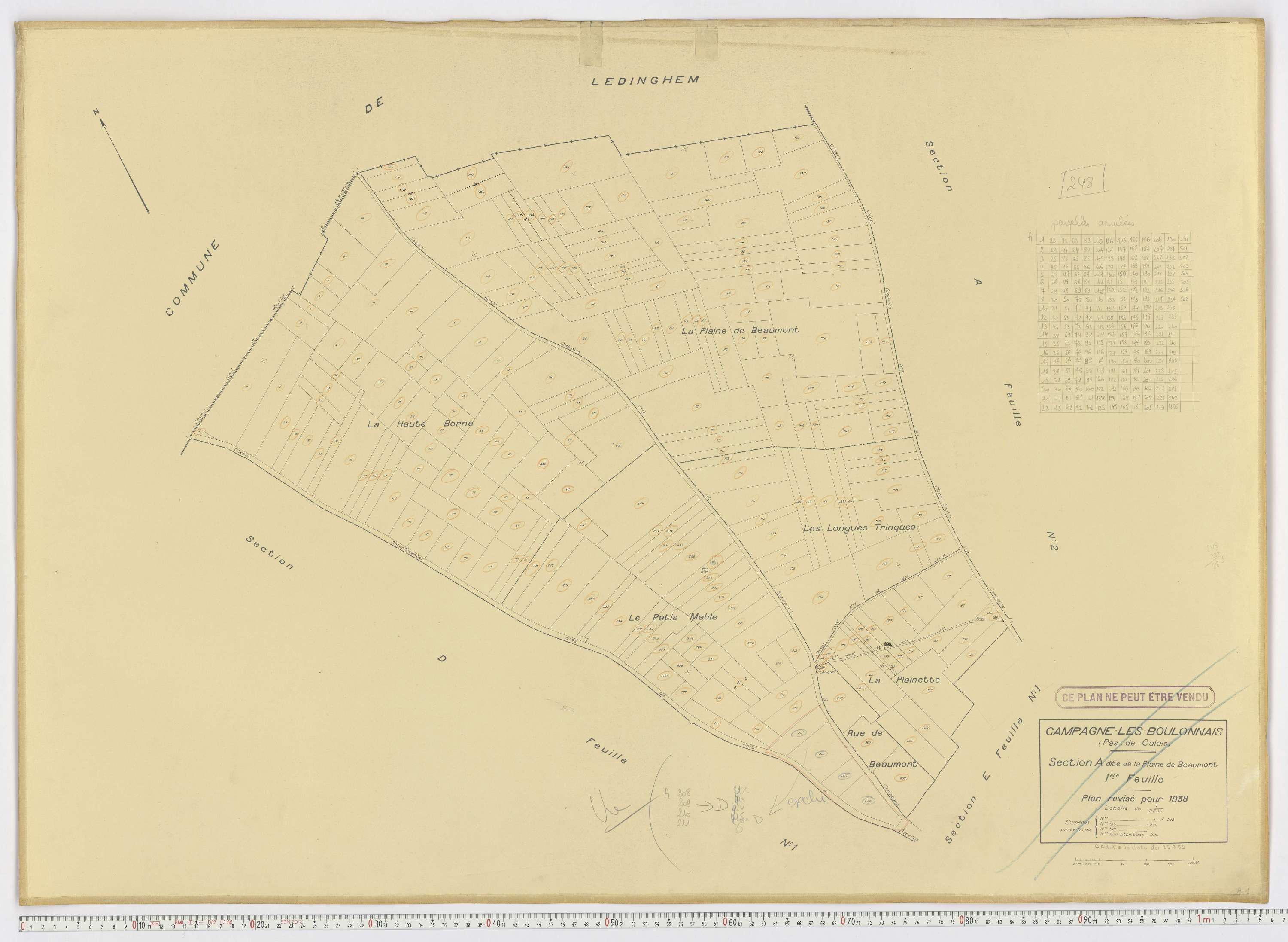Campagne-lès-Boulonnais - Section A, feuille 1.
