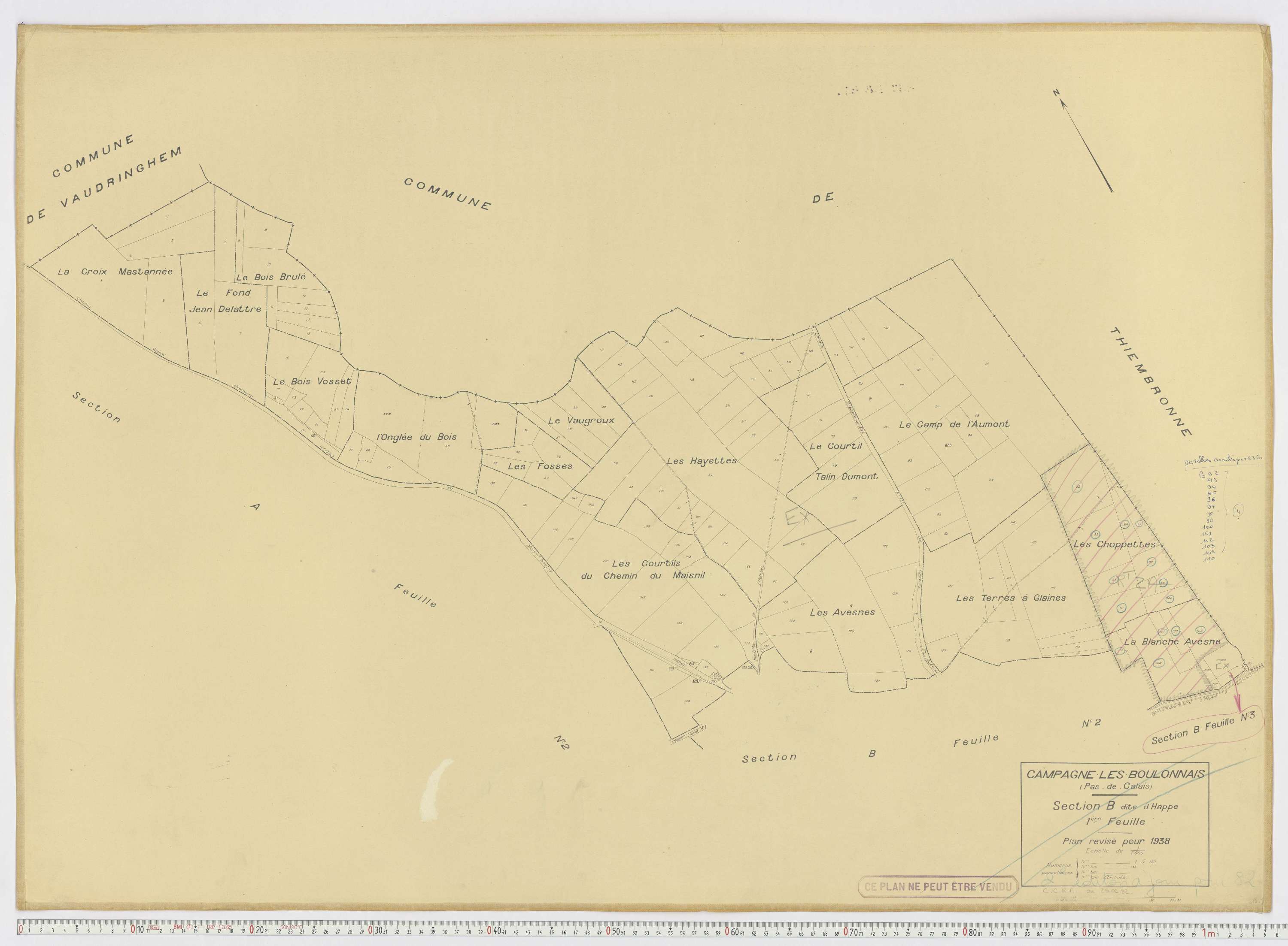 Campagne-lès-Boulonnais - Section B, feuille 1.