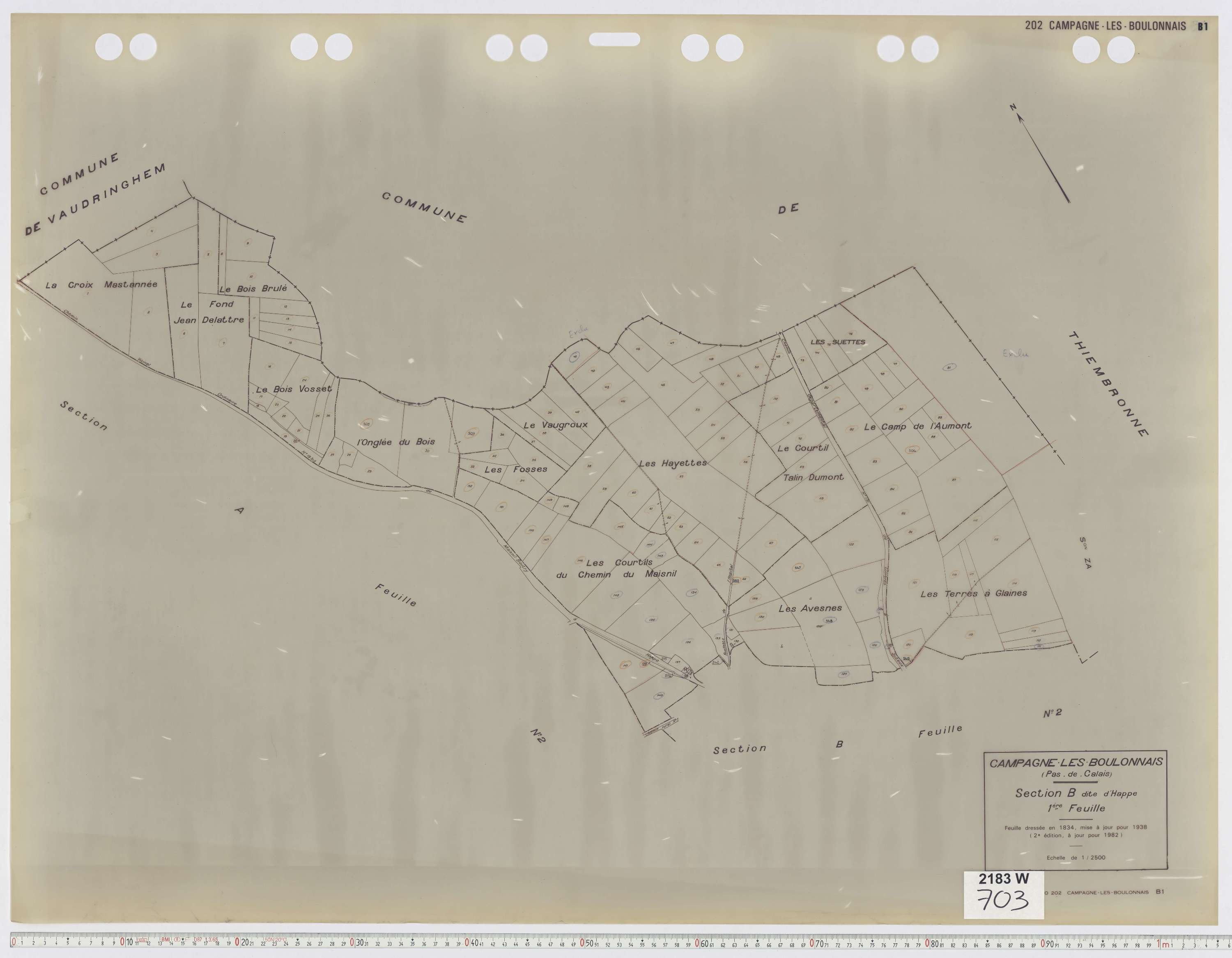 Campagne-lès-Boulonnais - Section B, feuille 1.