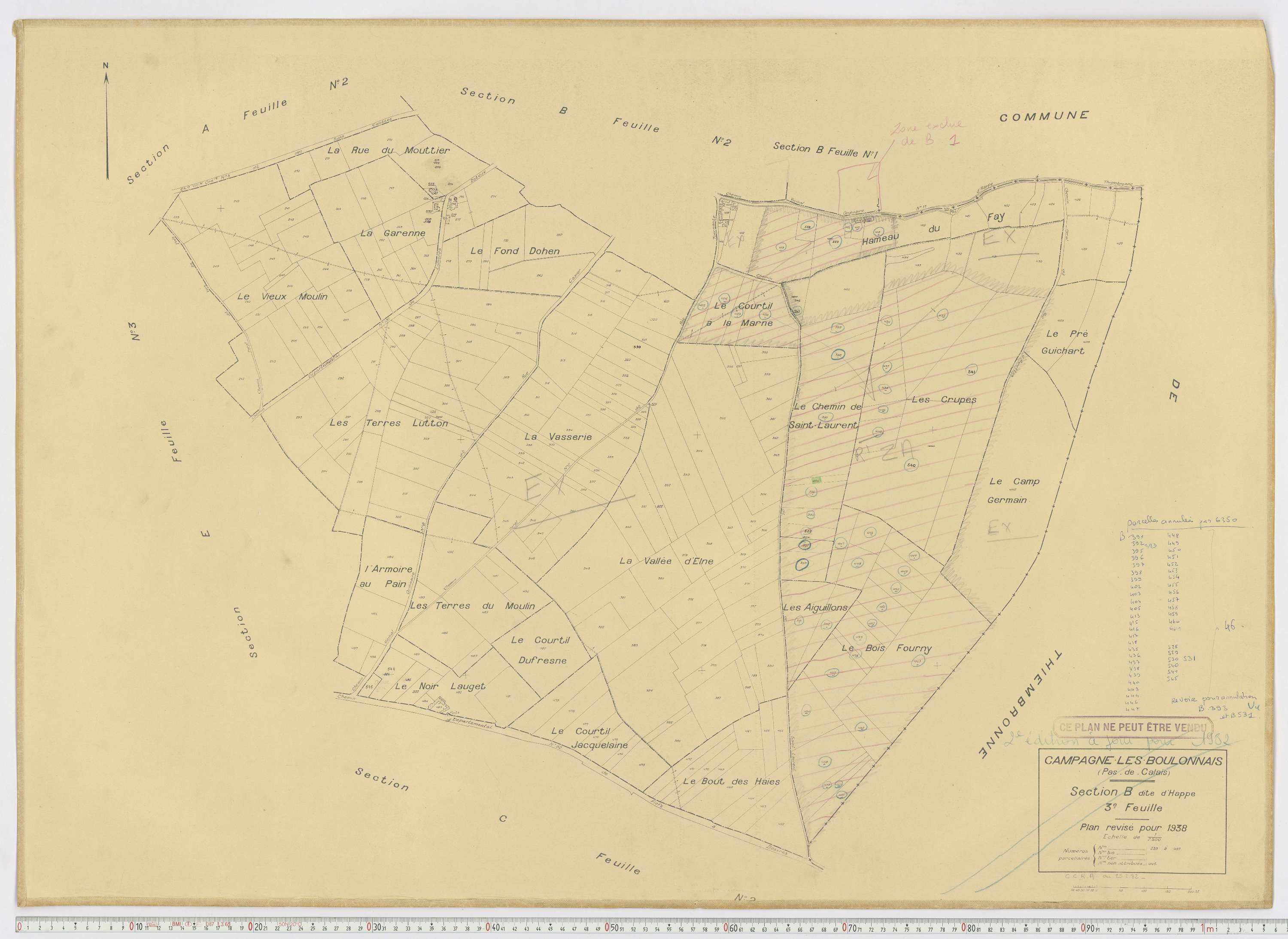 Campagne-lès-Boulonnais - Section B, feuille 3.