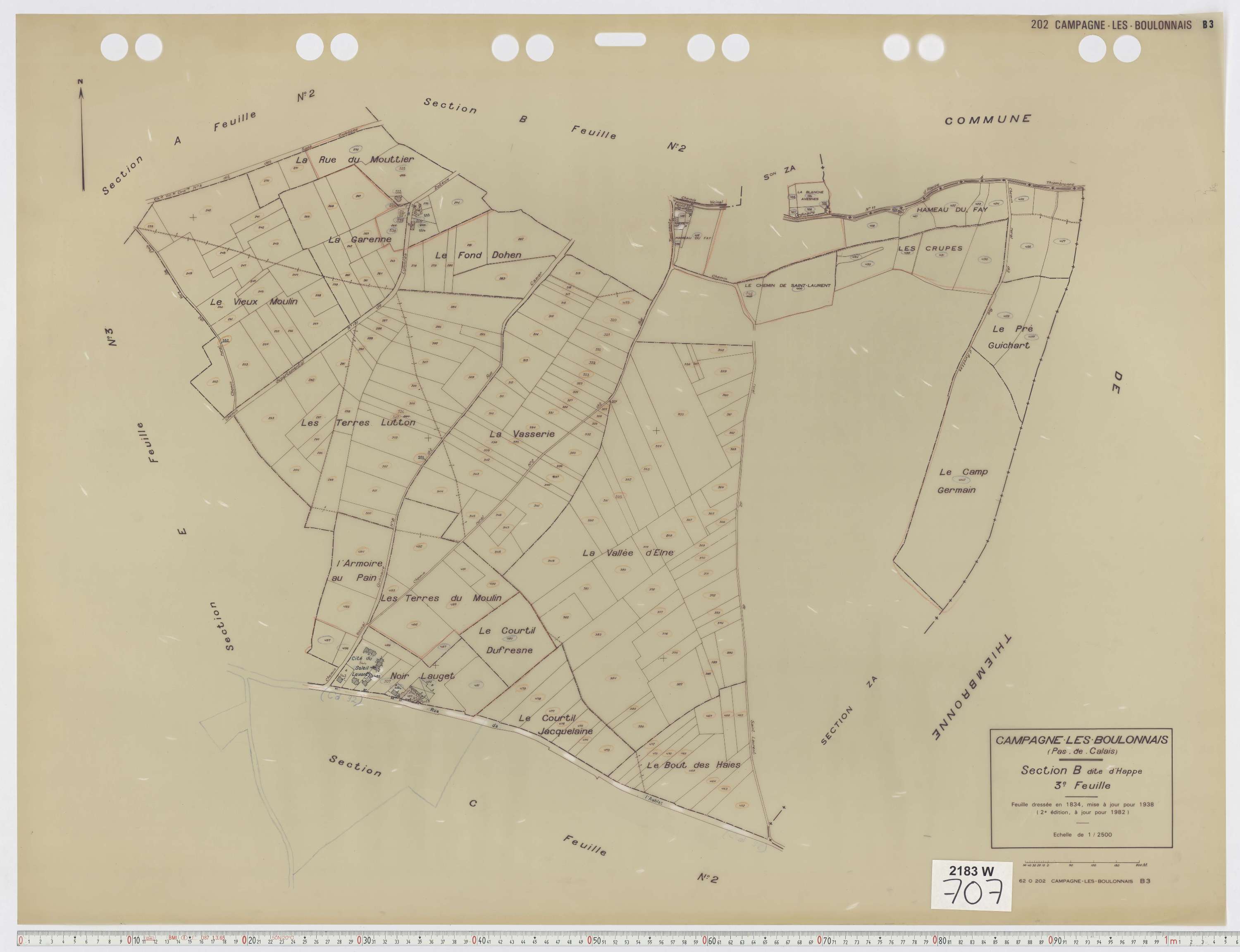 Campagne-lès-Boulonnais - Section B, feuille 3.