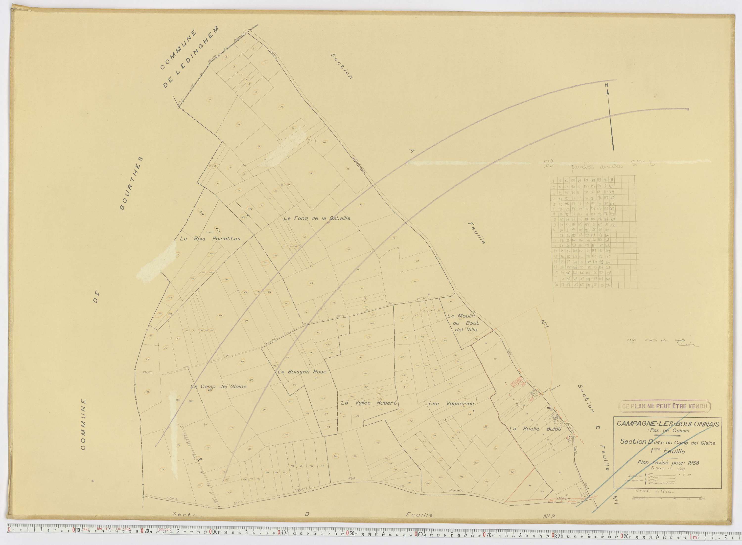 Campagne-lès-Boulonnais - Section D, feuille 1.