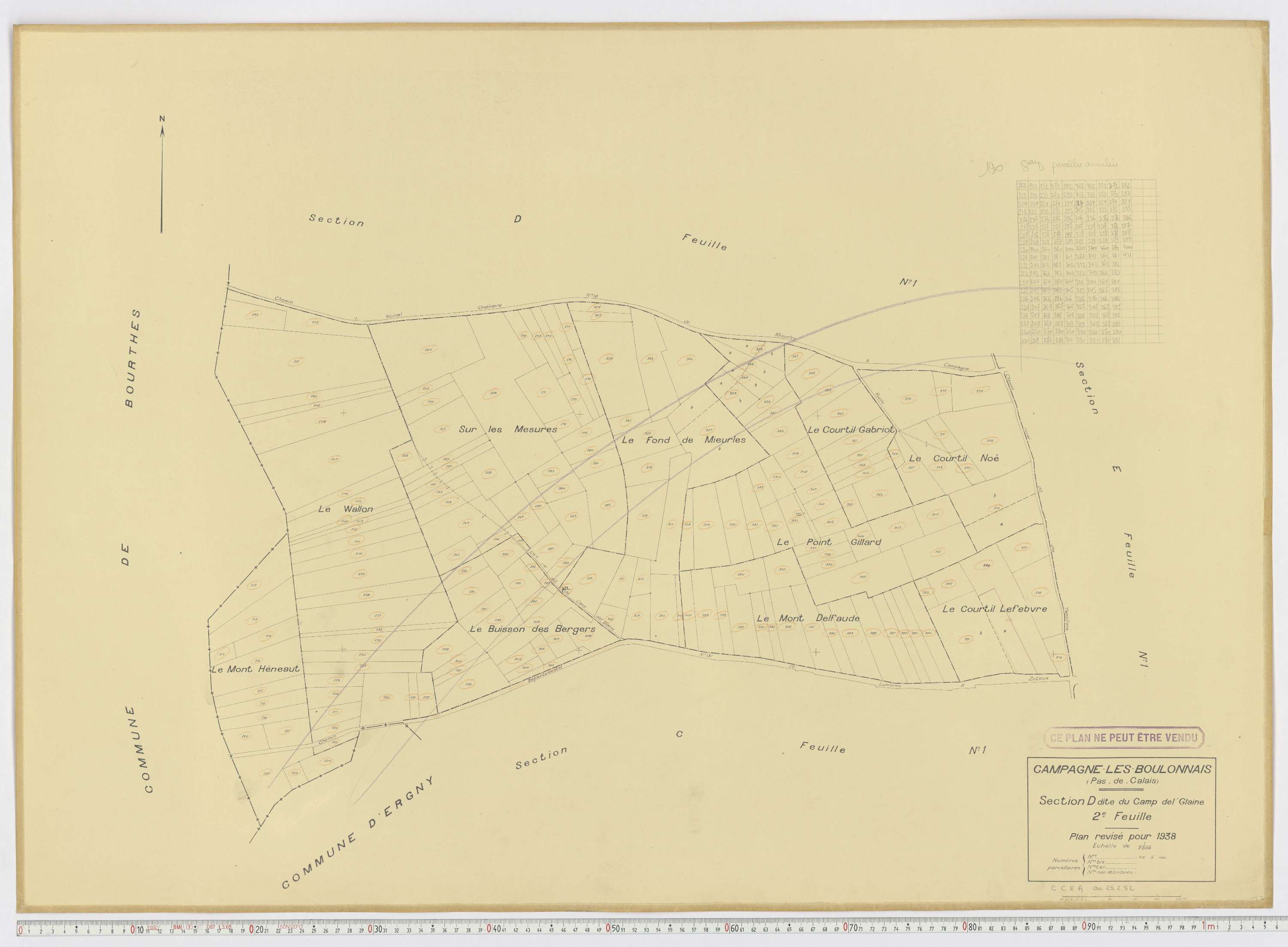 Campagne-lès-Boulonnais - Section D, feuille 2.