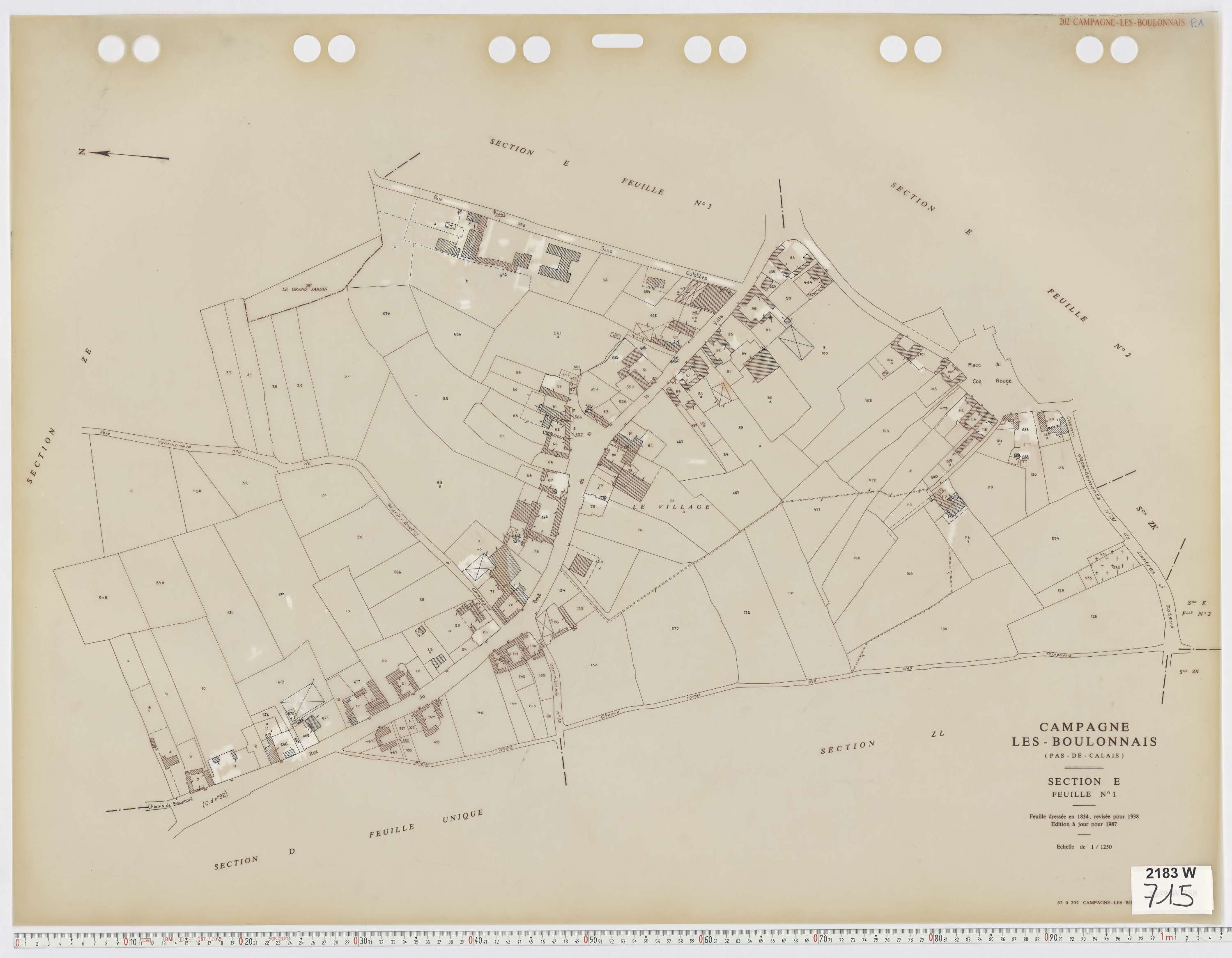 Campagne-lès-Boulonnais - Section E, feuille 1.