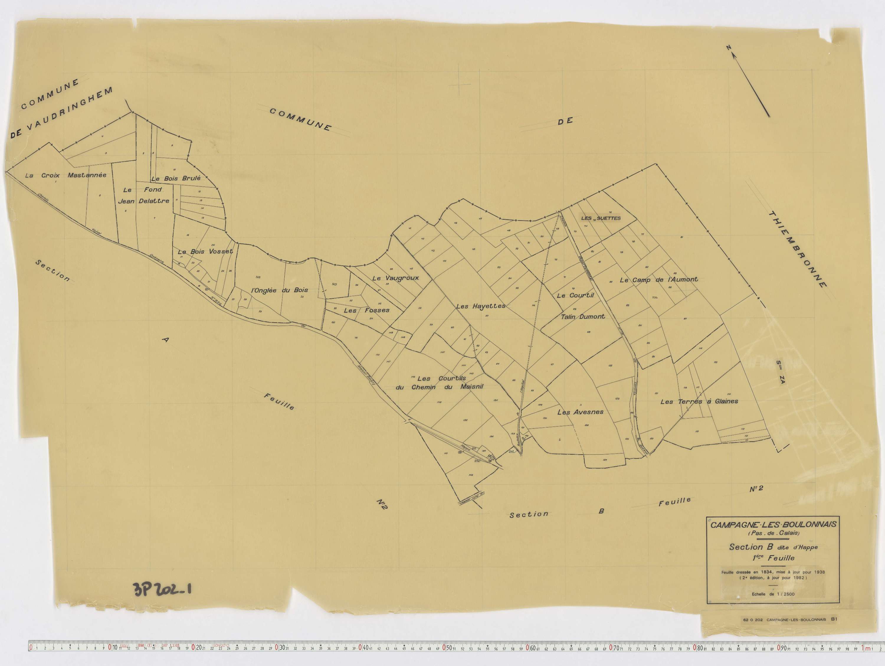 Campagne-lès-Boulonnais - Section B, feuille 1.