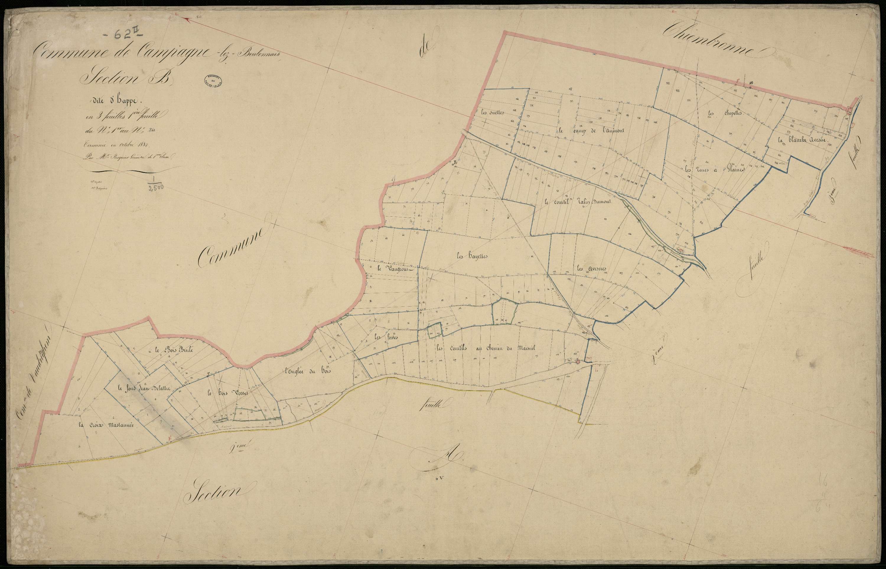 Campagne-lès-Boulonnais - Section B, 1re feuille