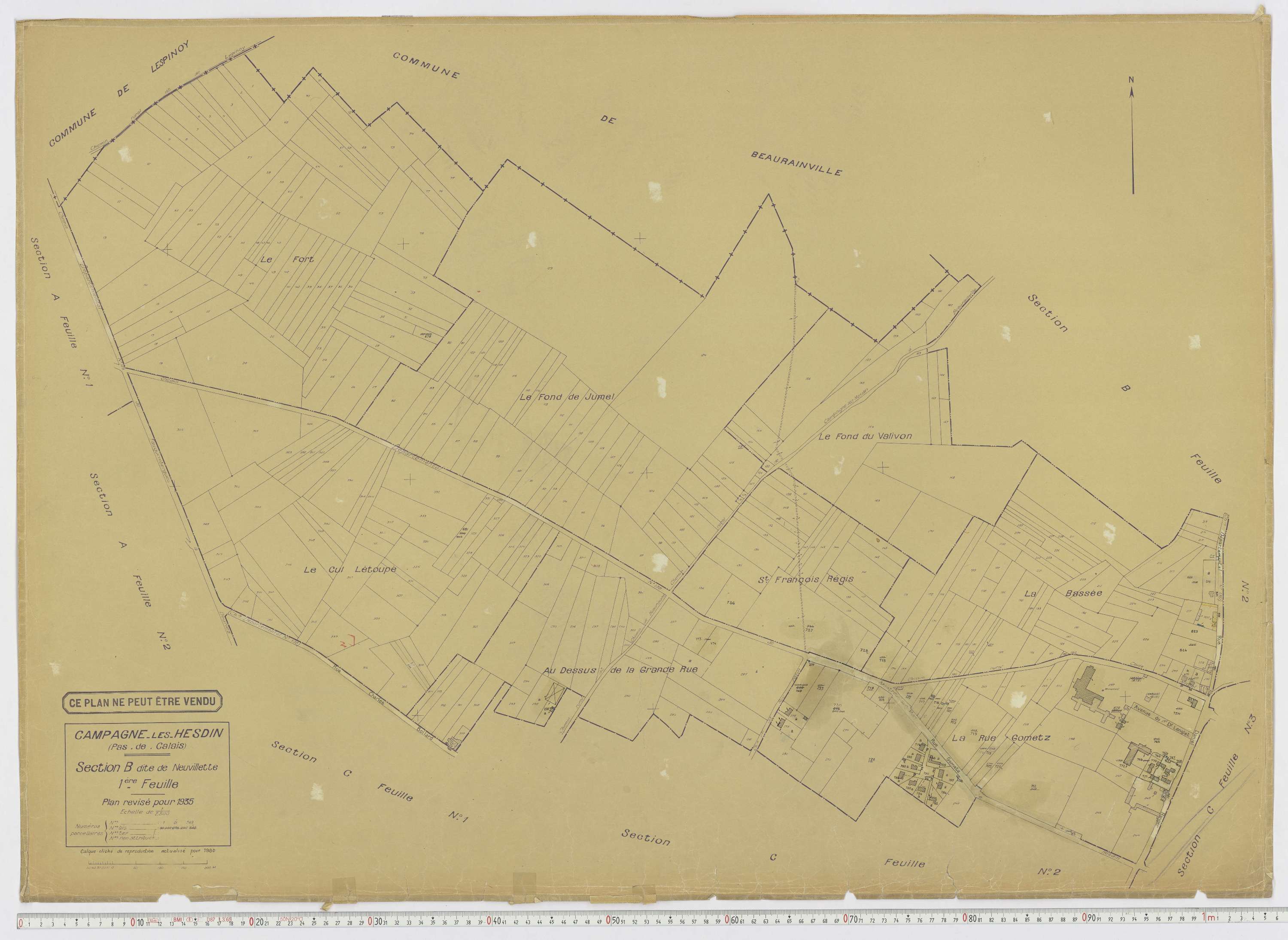 Campagne-lès-Hesdin - Section B, feuille 1.
