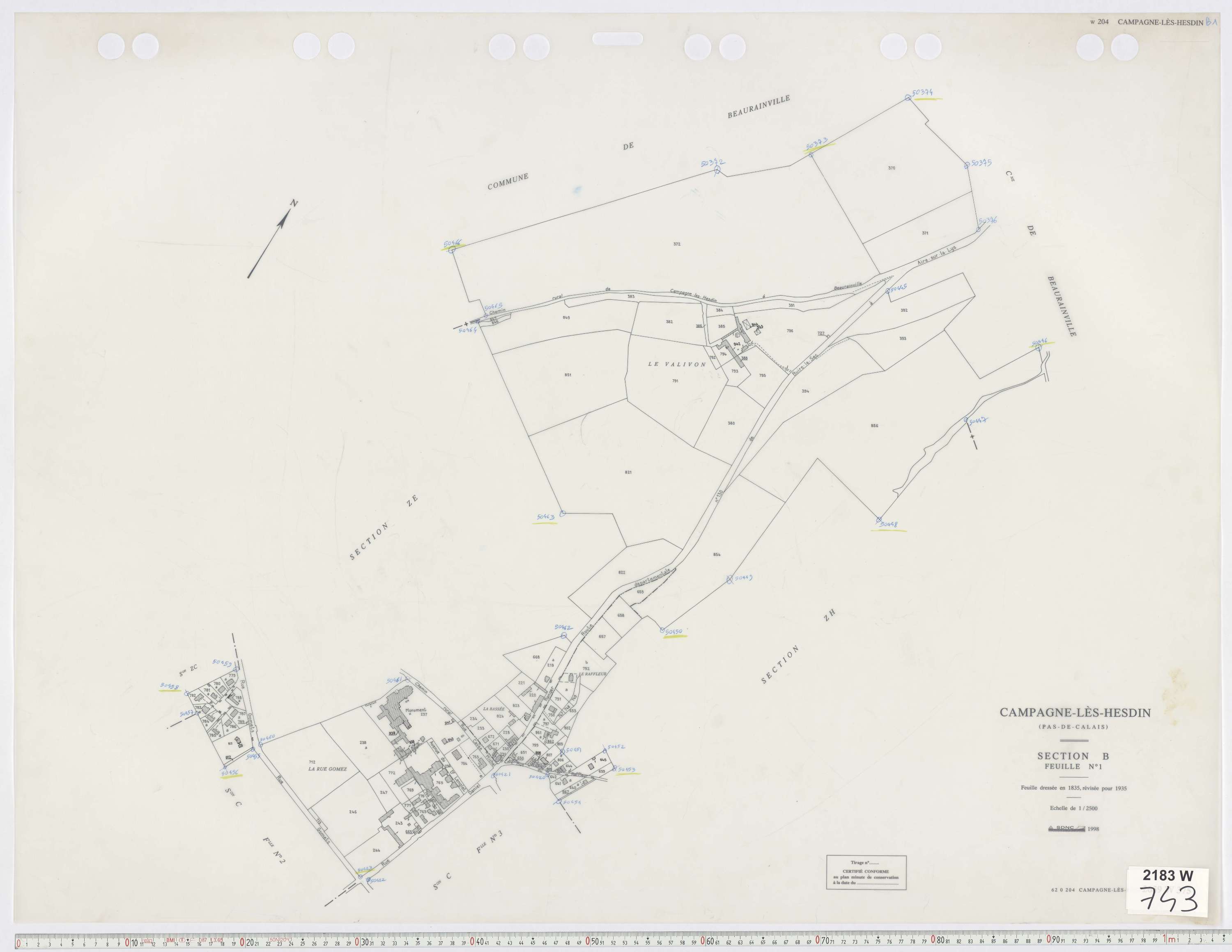 Campagne-lès-Hesdin - Section B, feuille 1.