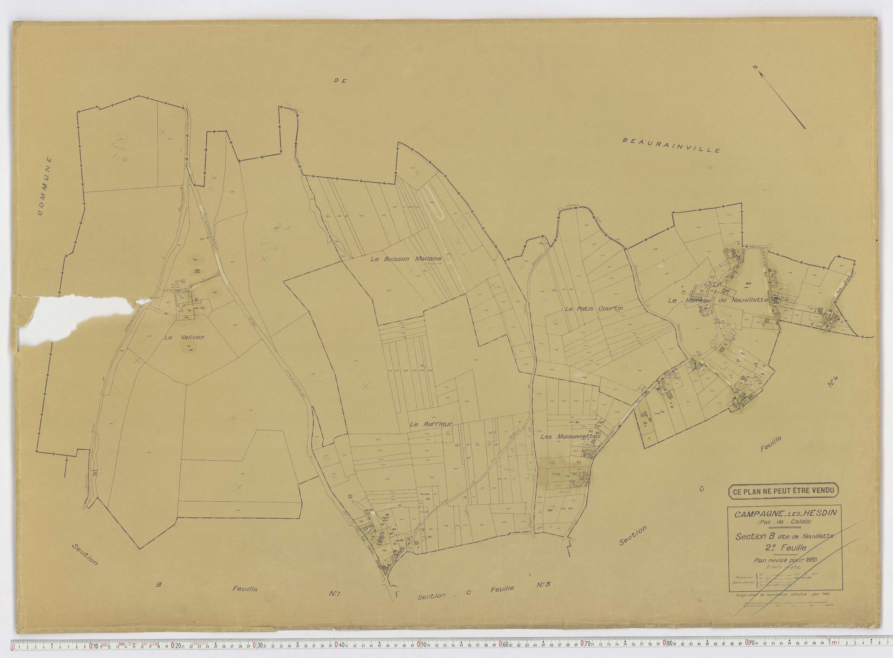 Campagne-lès-Hesdin - Section B, feuille 2.