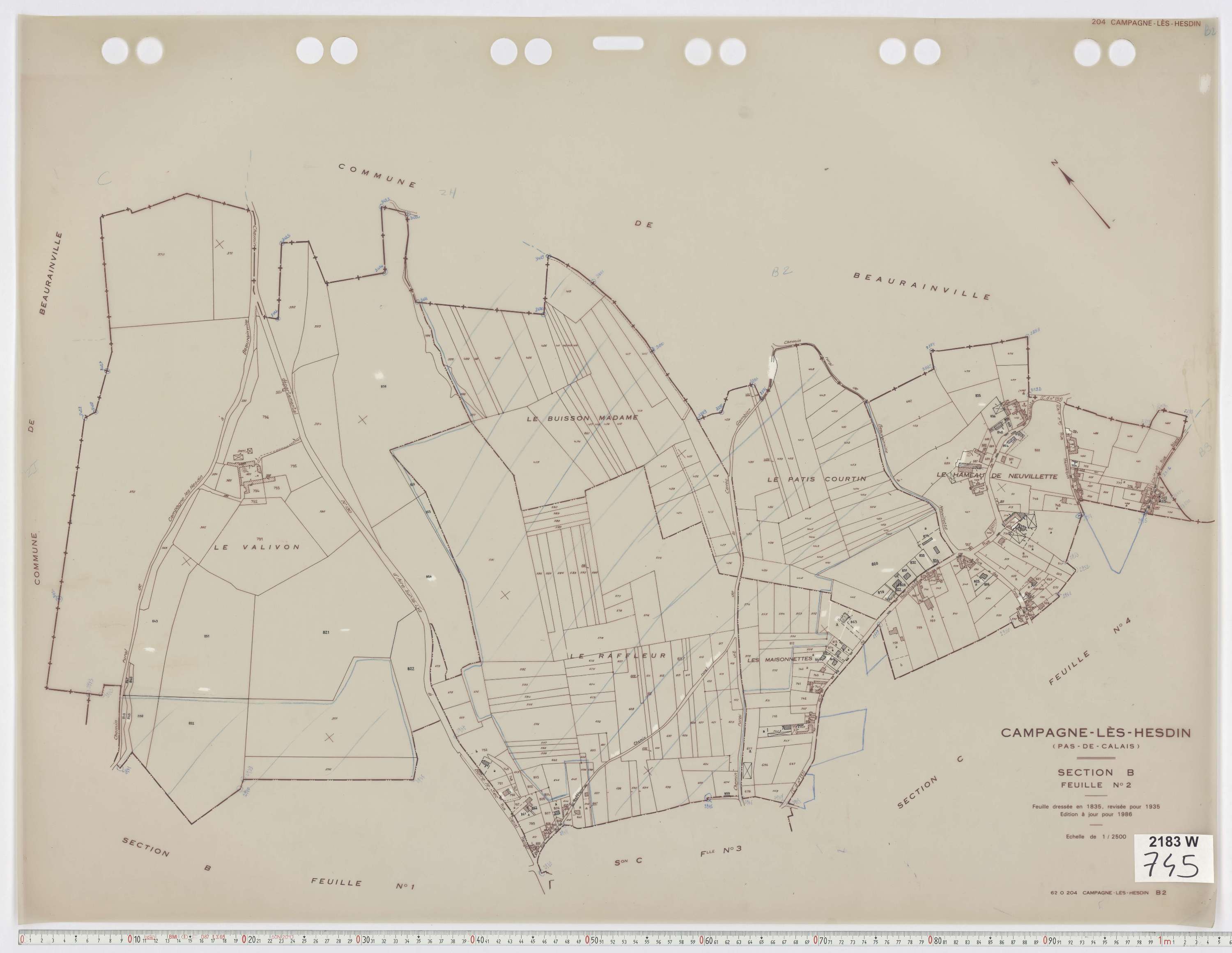 Campagne-lès-Hesdin - Section B, feuille 2.