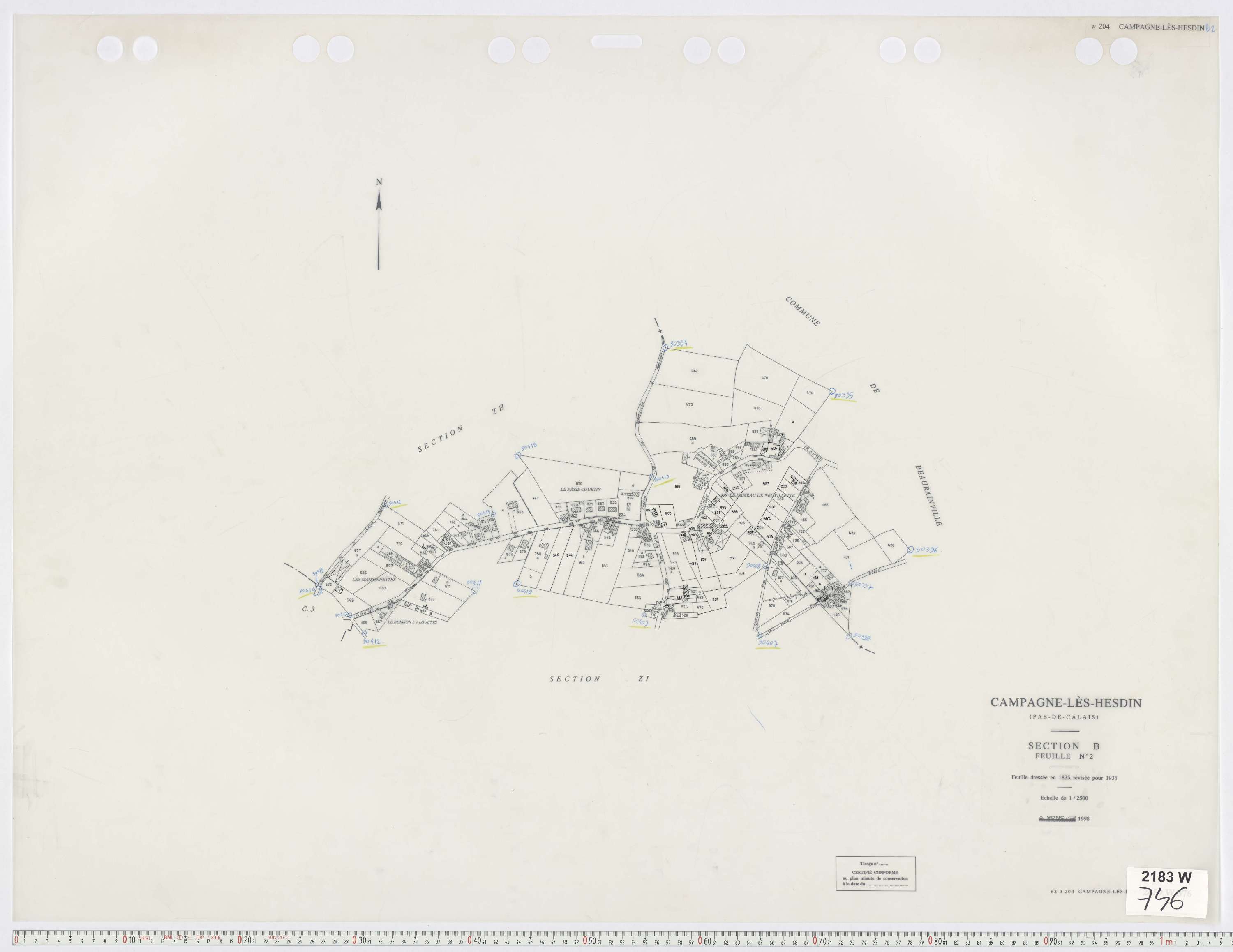 Campagne-lès-Hesdin - Section B, feuille 2.