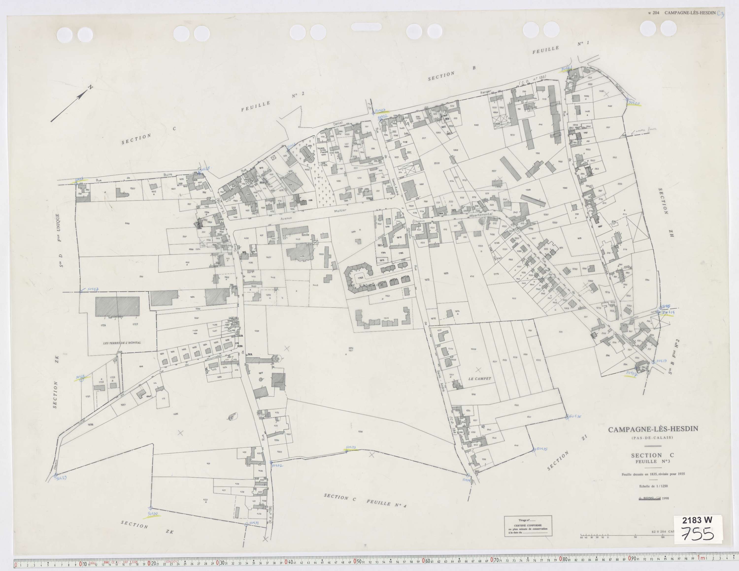 Campagne-lès-Hesdin - Section C, feuille 3.