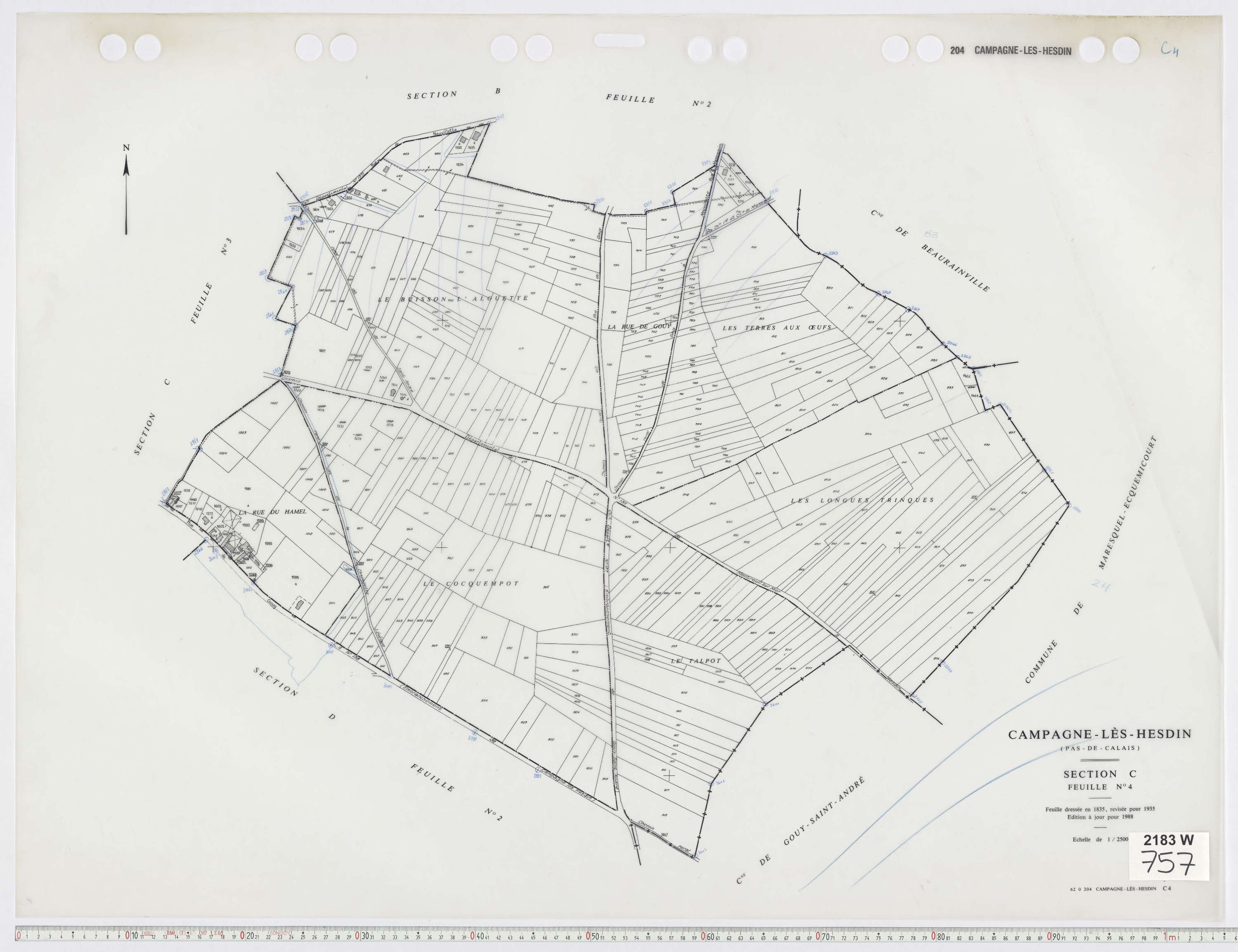 Campagne-lès-Hesdin - Section C, feuille 4.
