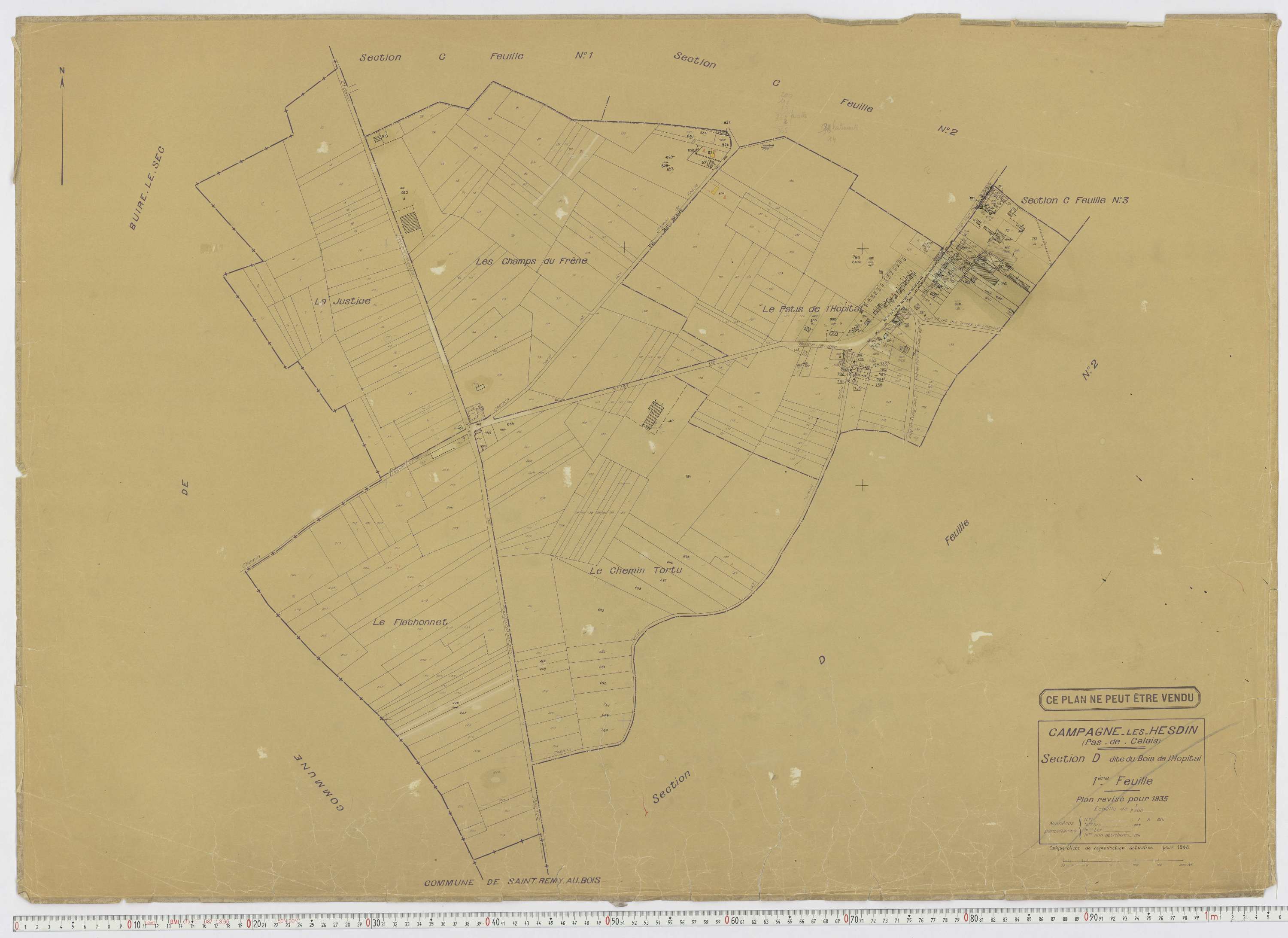 Campagne-lès-Hesdin - Section D, feuille 1.