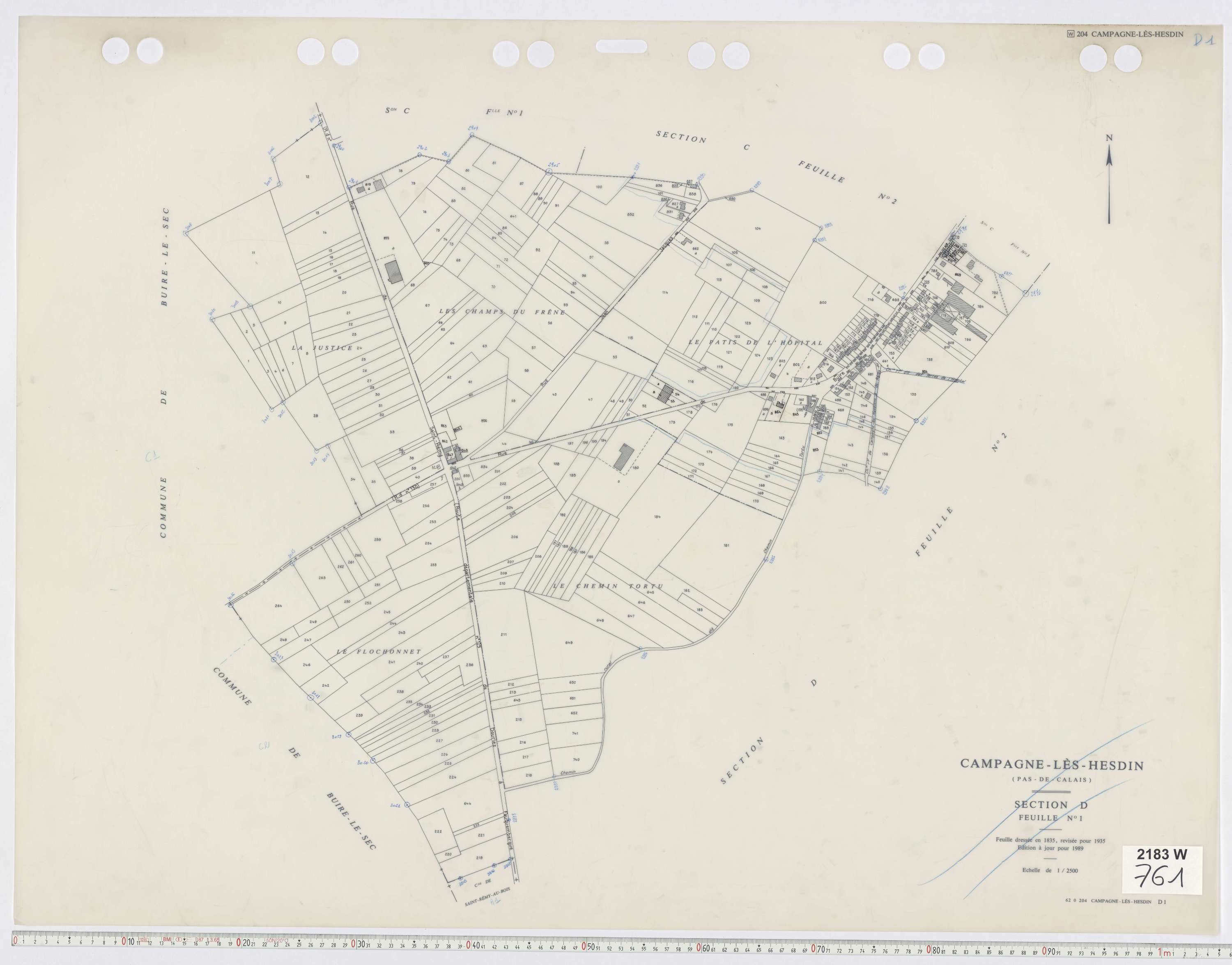 Campagne-lès-Hesdin - Section D, feuille 1.
