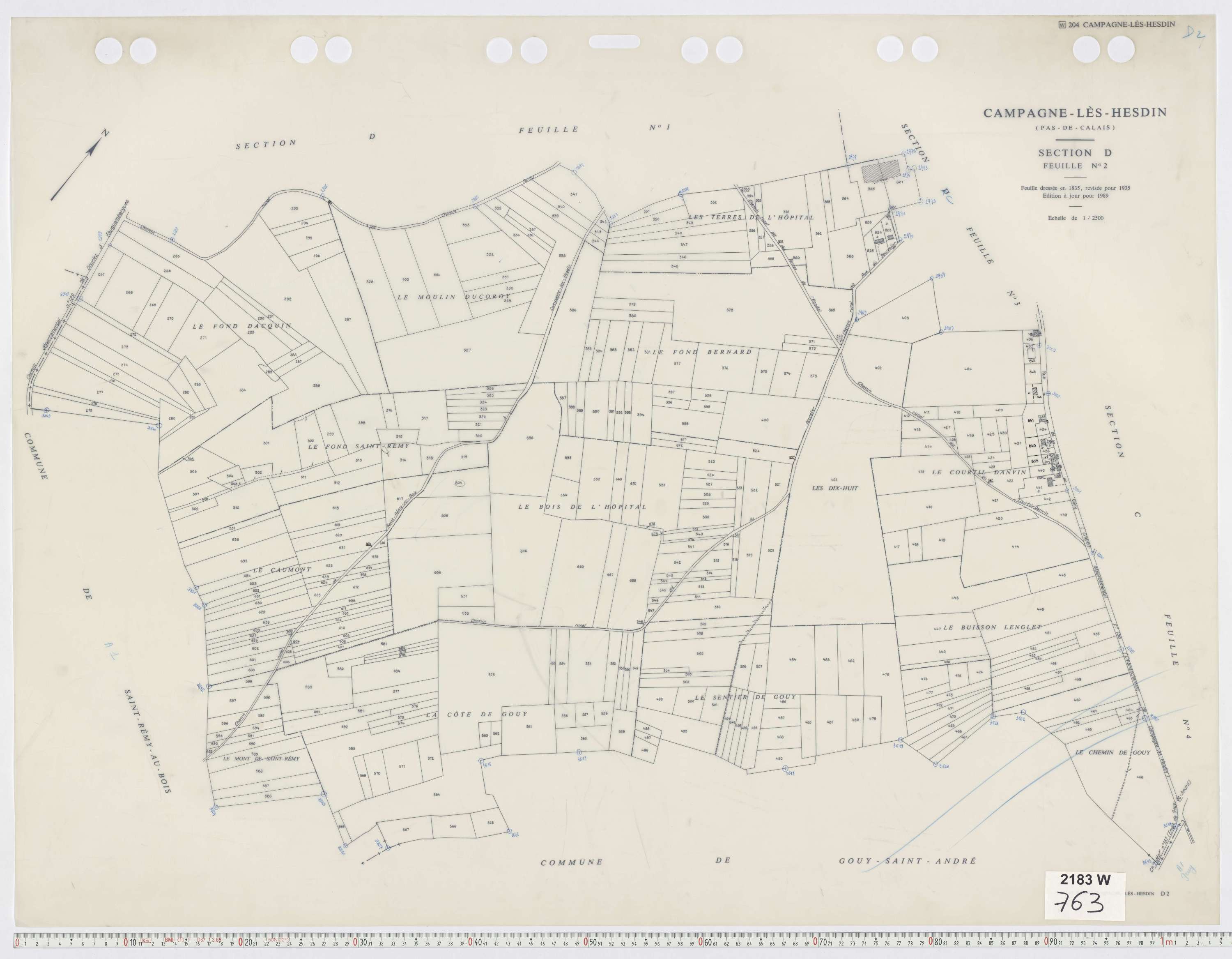 Campagne-lès-Hesdin - Section D, feuille 2.