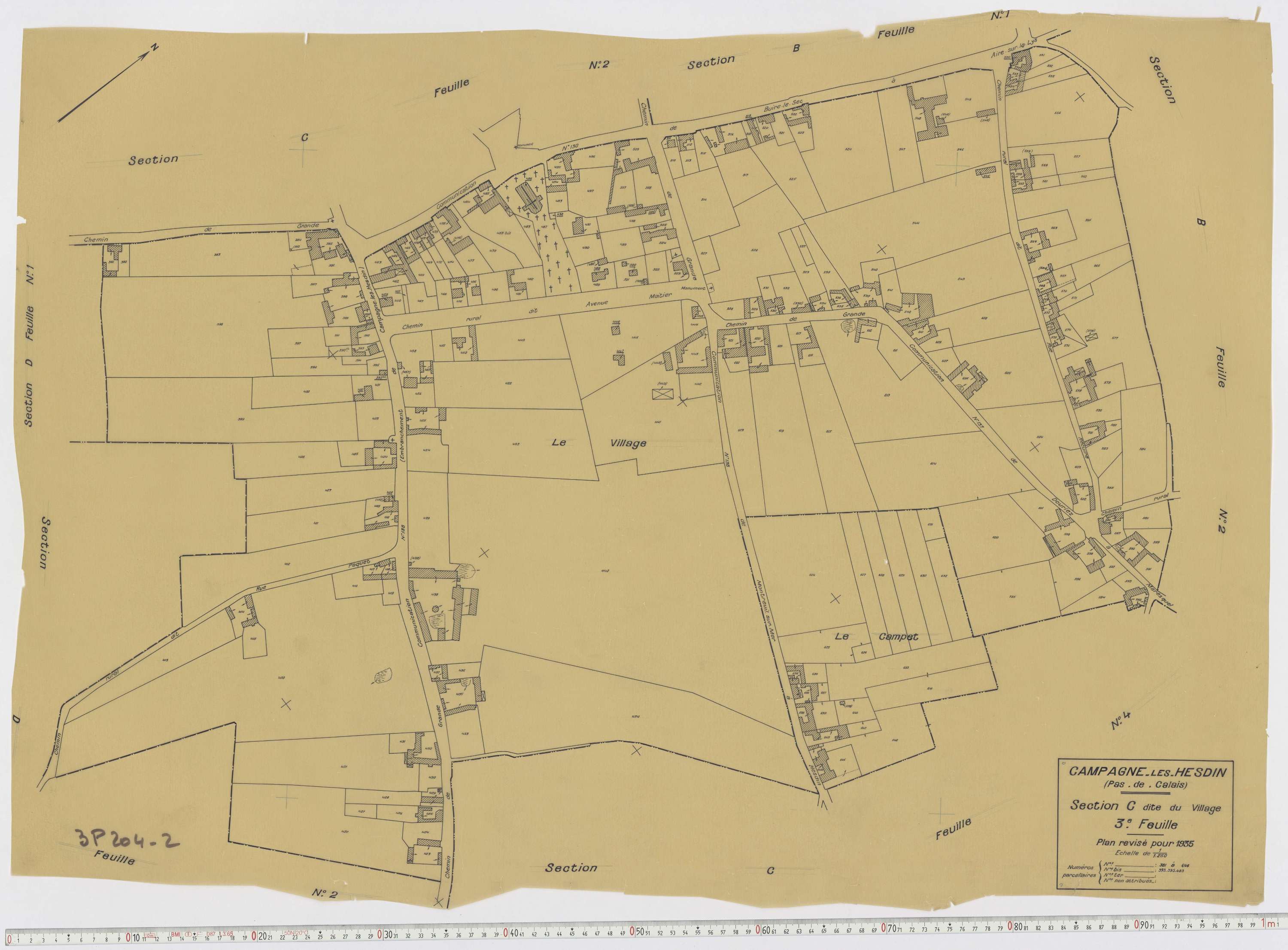 Campagne-lès-Hesdin - Section C, feuille 3.