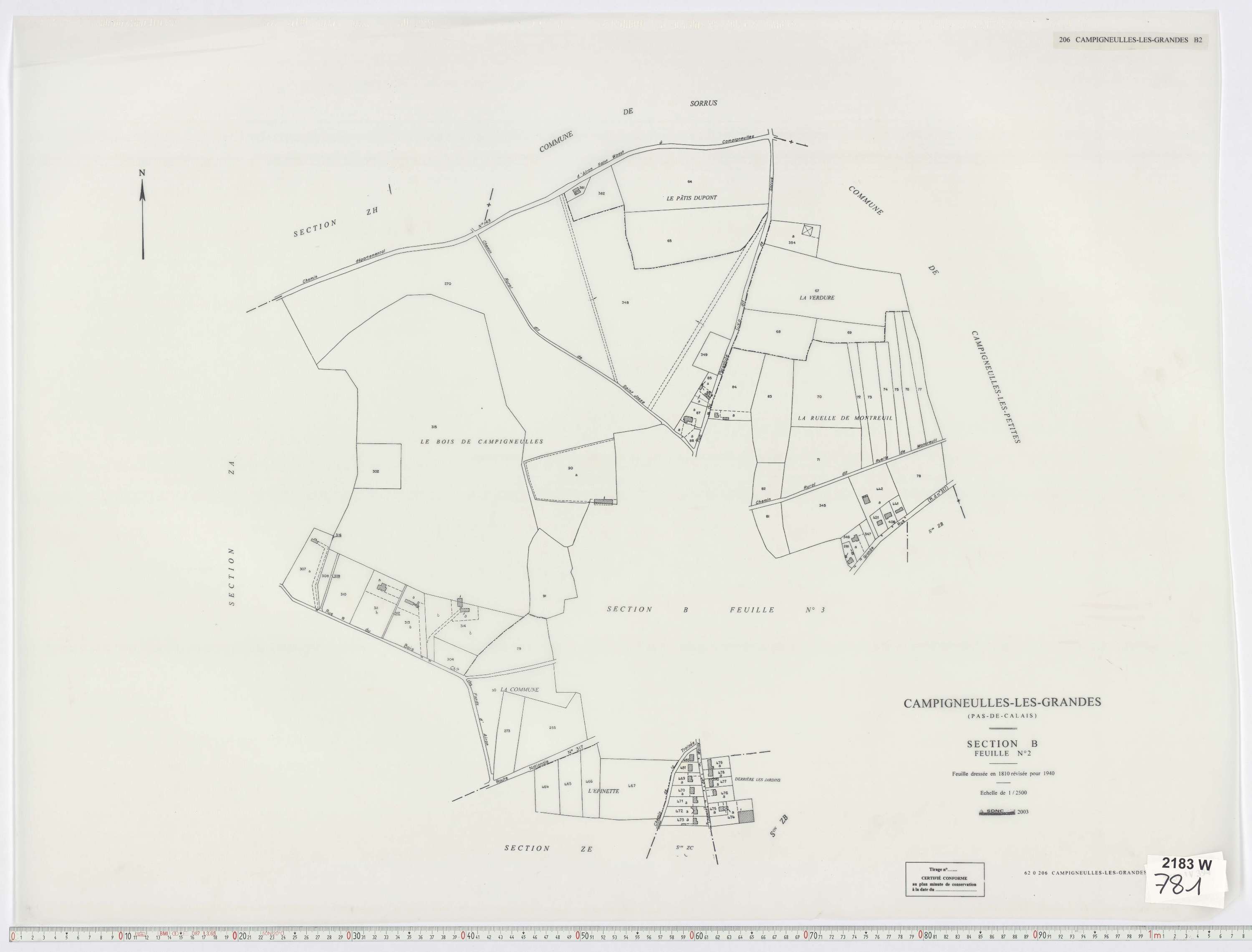 Campigneulles-les-Grandes - Section B, feuille 2.