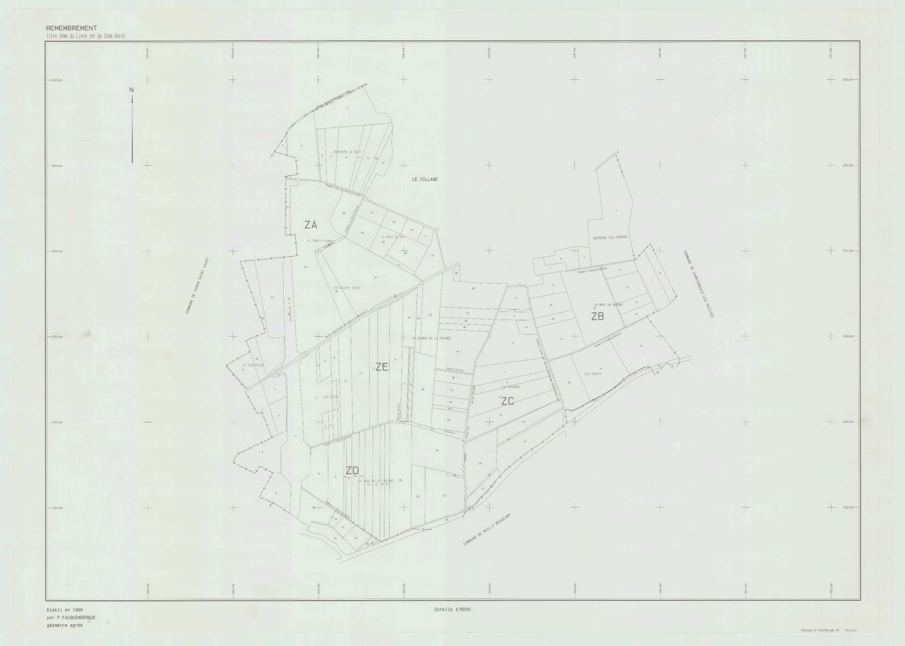 Campigneulles-les-Grandes - Plan cadastral : tableau d'assemblage postérieur au remembrement.