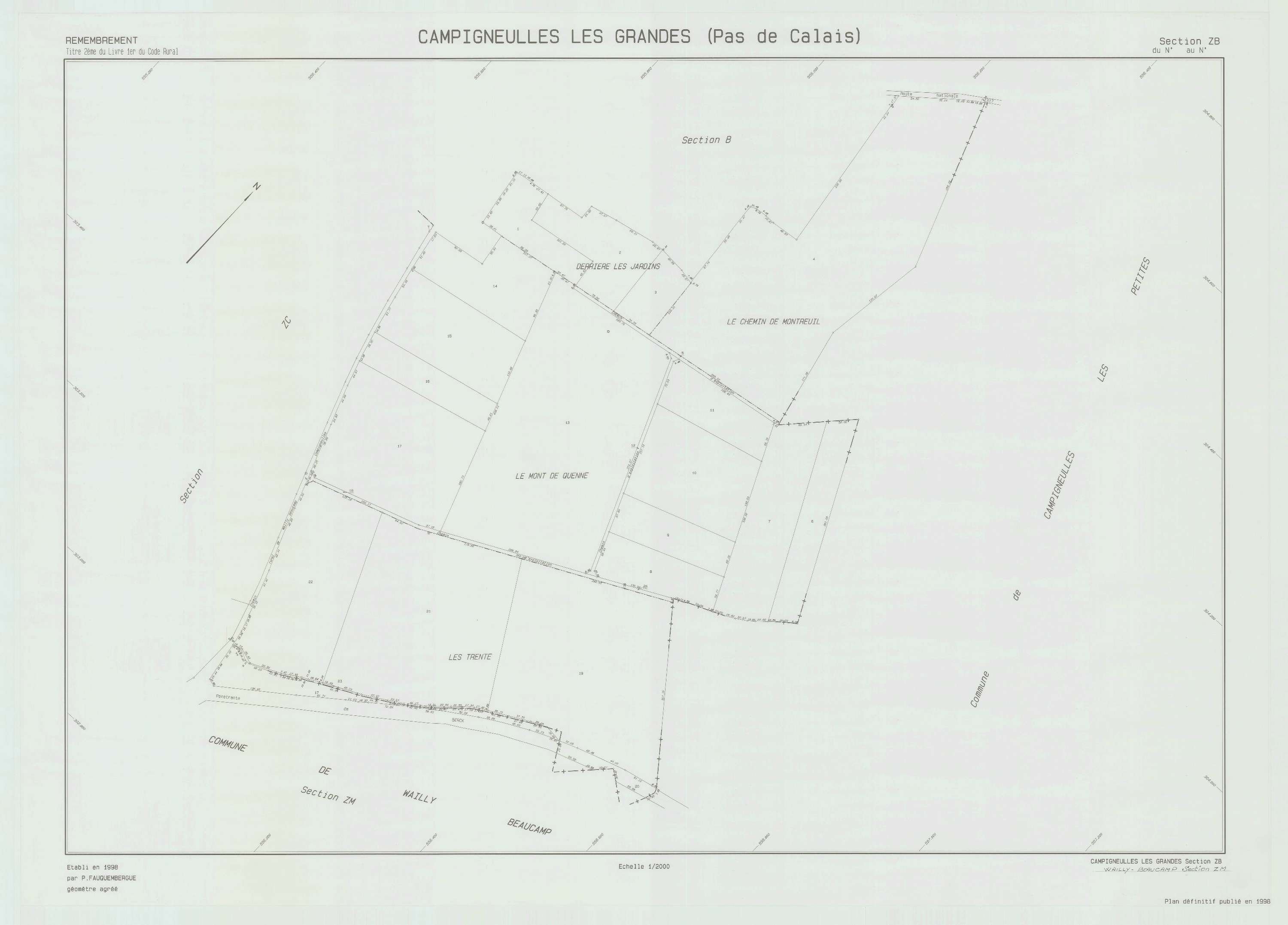 Campigneulles-les-Grandes - Plan de remembrement : section ZB.