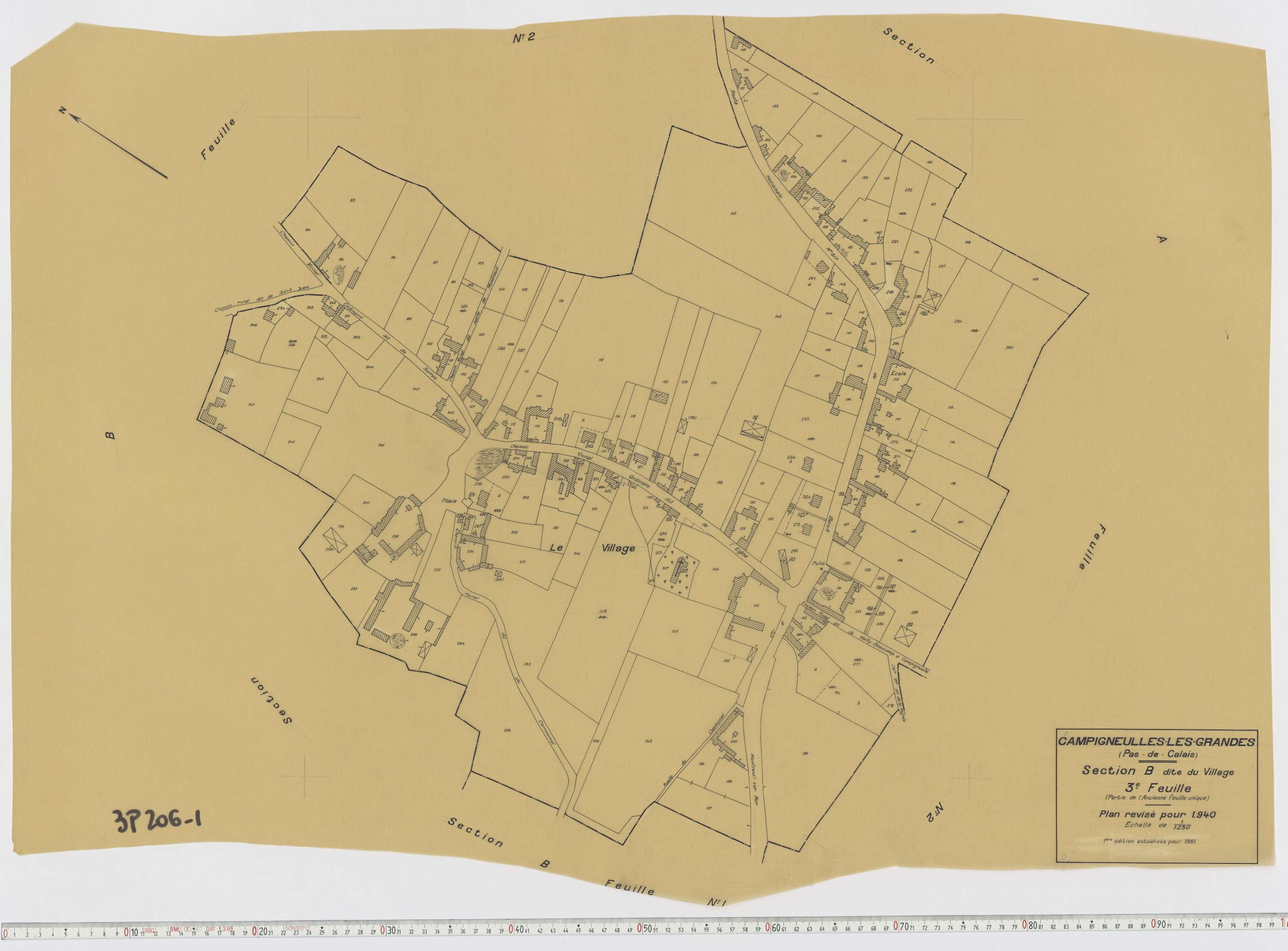 Campigneulles-les-Grandes - Section B, feuille 3.