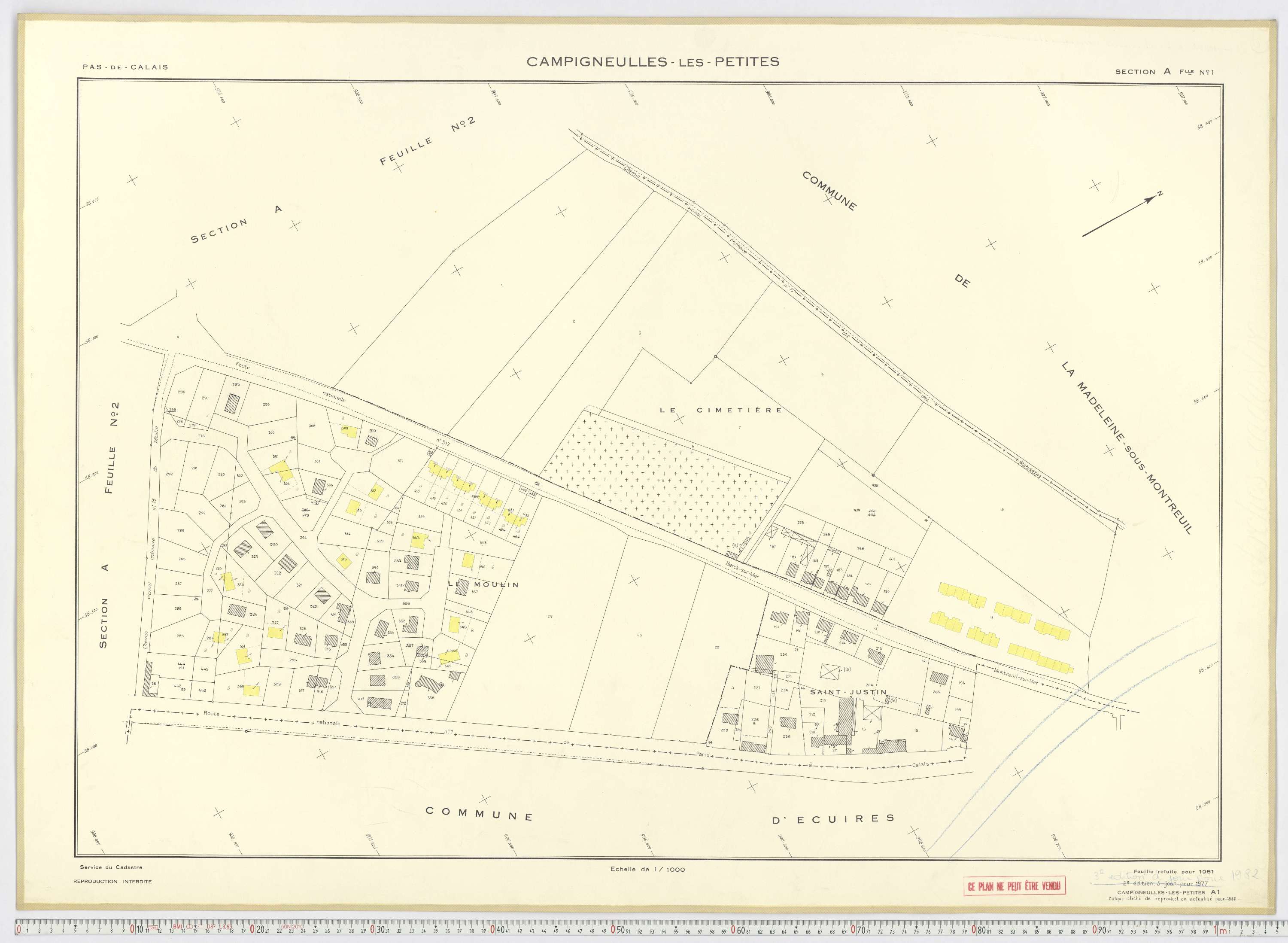 Campigneulles-les-Petites - Section A, feuille 1.