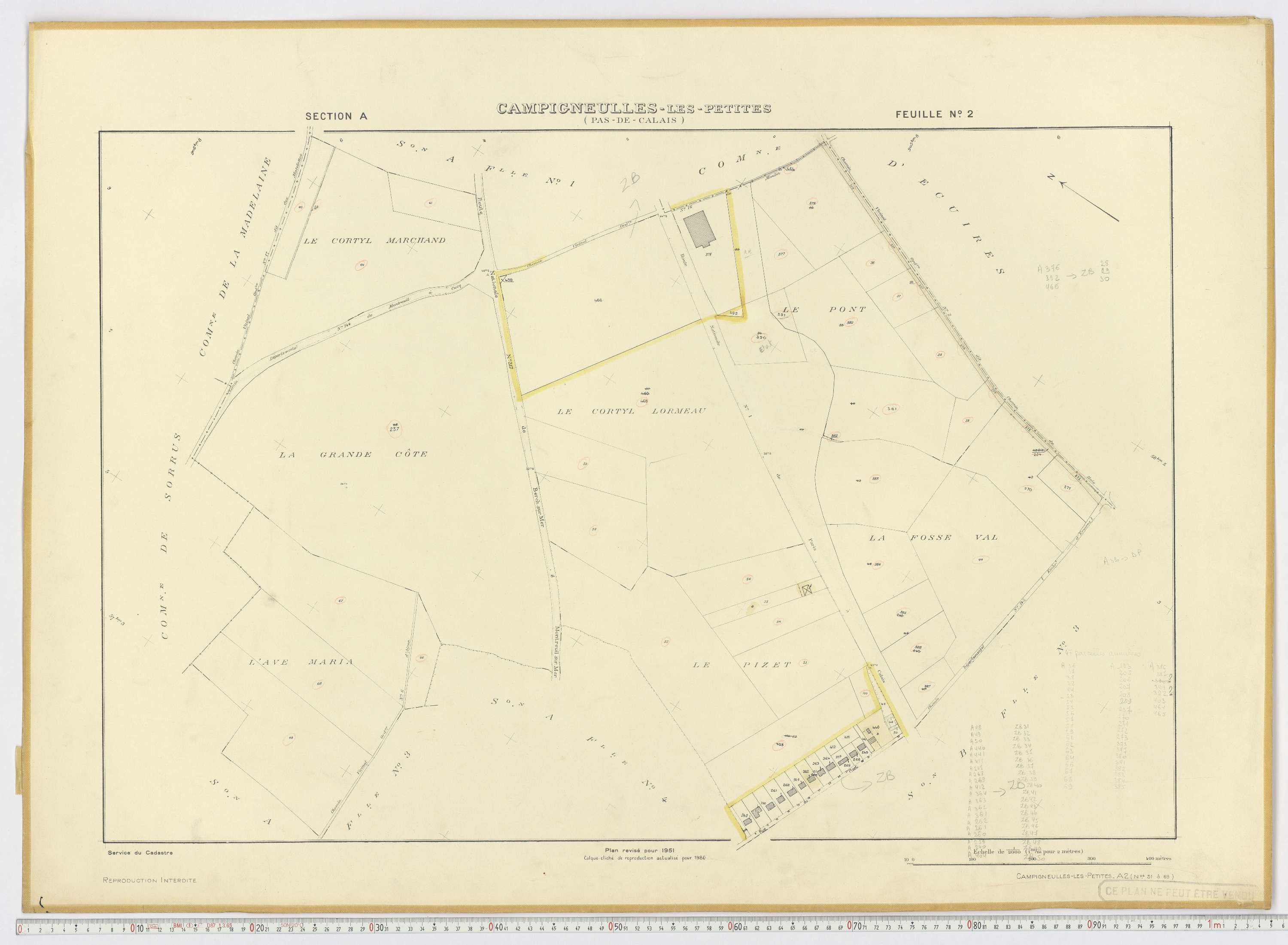 Campigneulles-les-Petites - Section A, feuille 2.