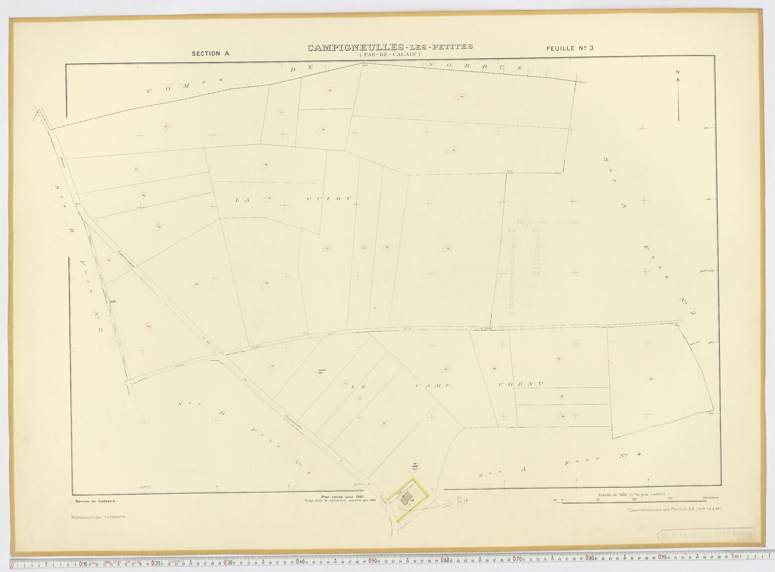 Campigneulles-les-Petites - Section A, feuille 3.