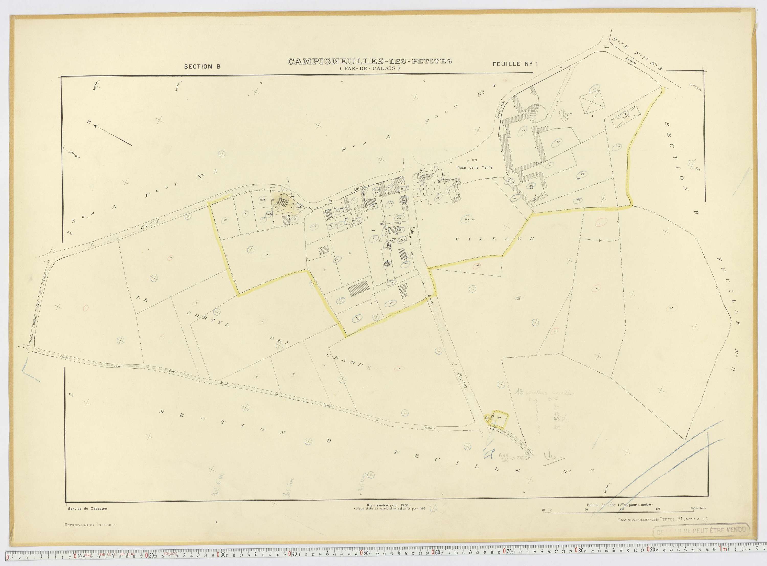 Campigneulles-les-Petites - Section B, feuille 1.
