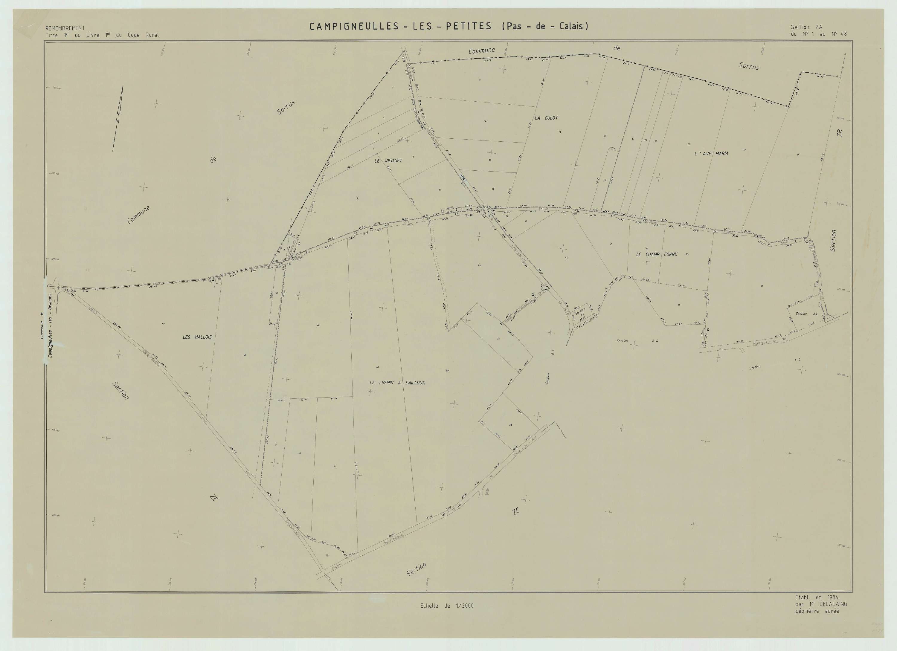 Campigneulles-les-Petites - Plan de remembrement : section ZA.