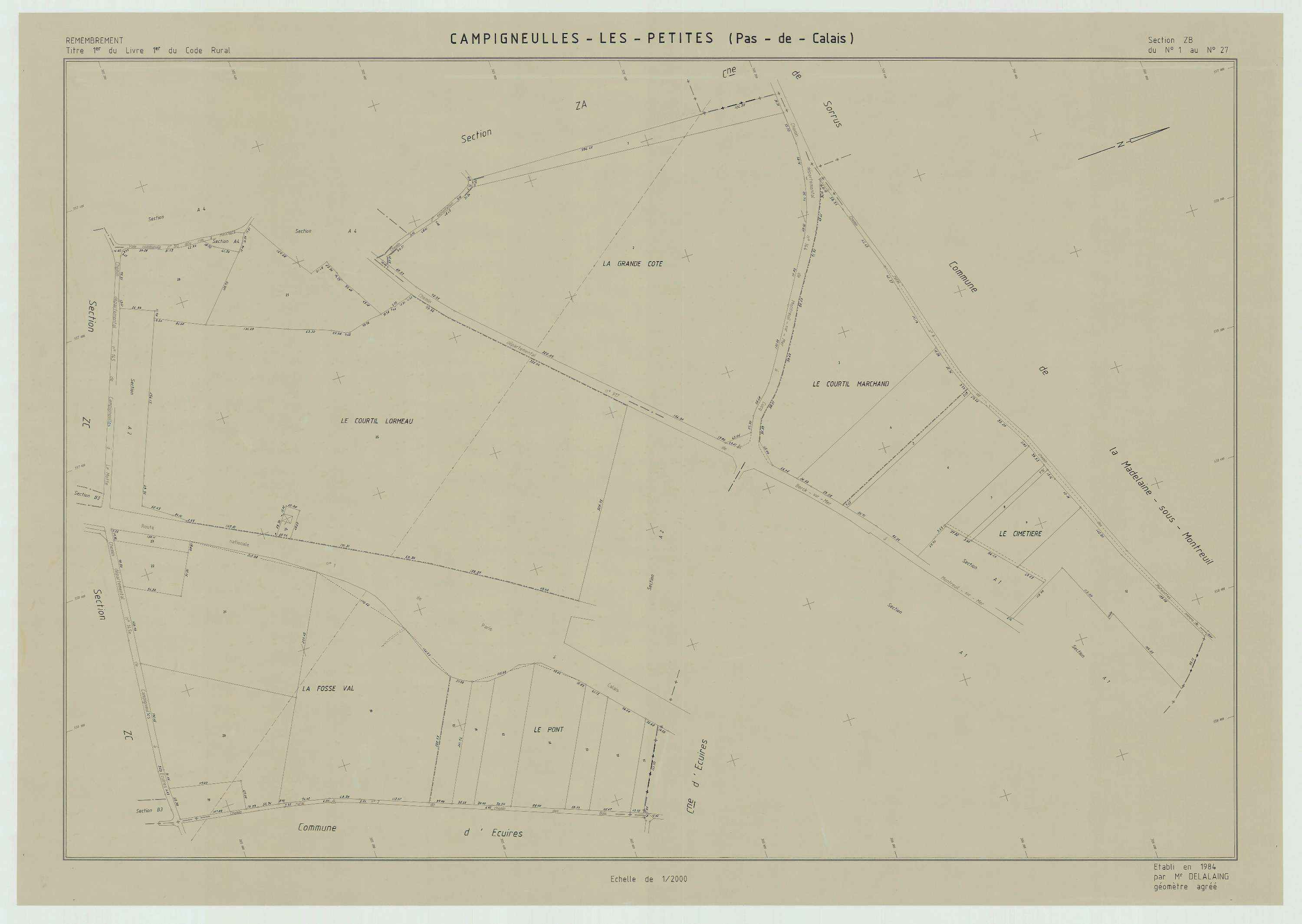 Campigneulles-les-Petites - Plan de remembrement : section ZB.