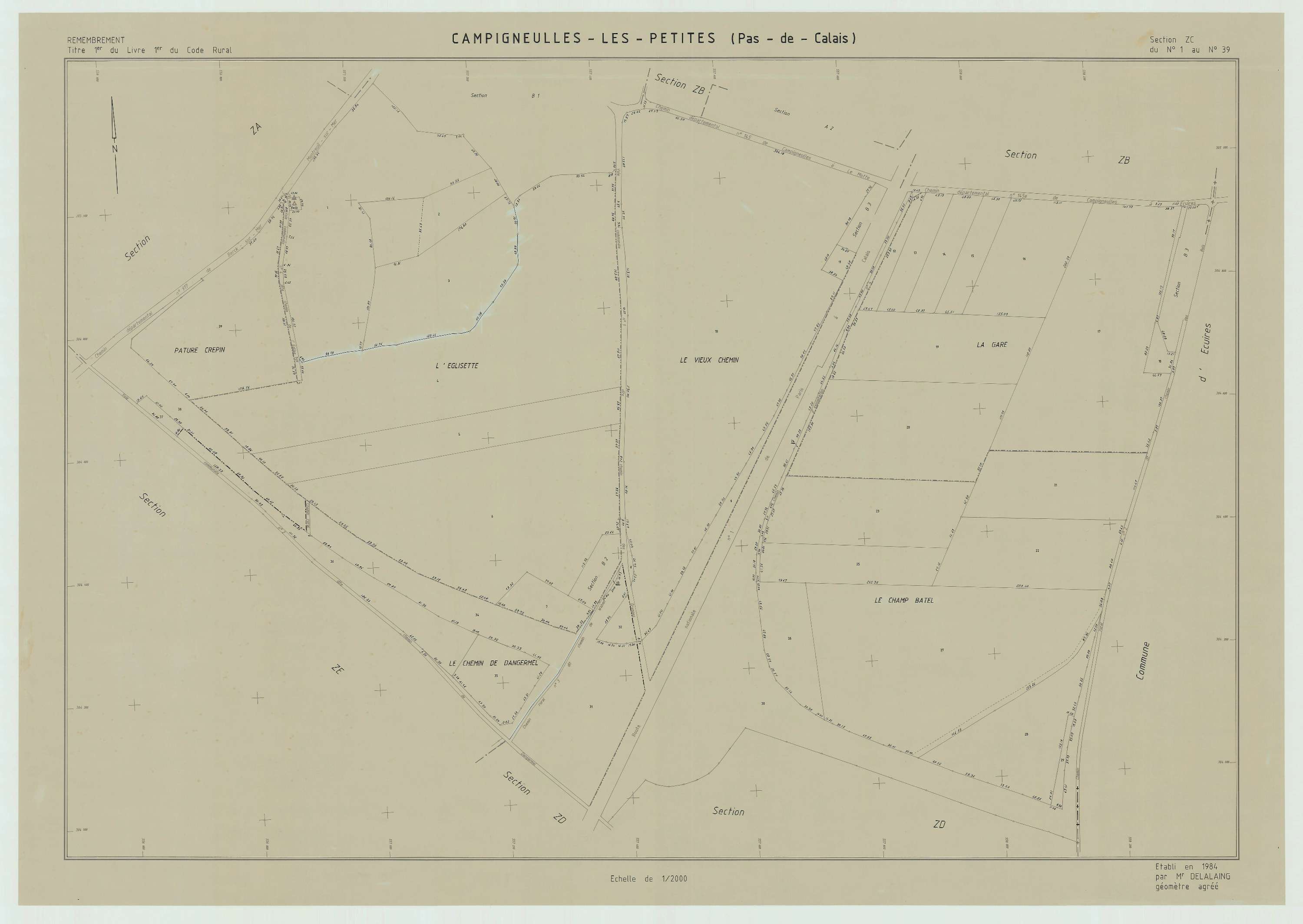 Campigneulles-les-Petites - Plan de remembrement : section ZC.