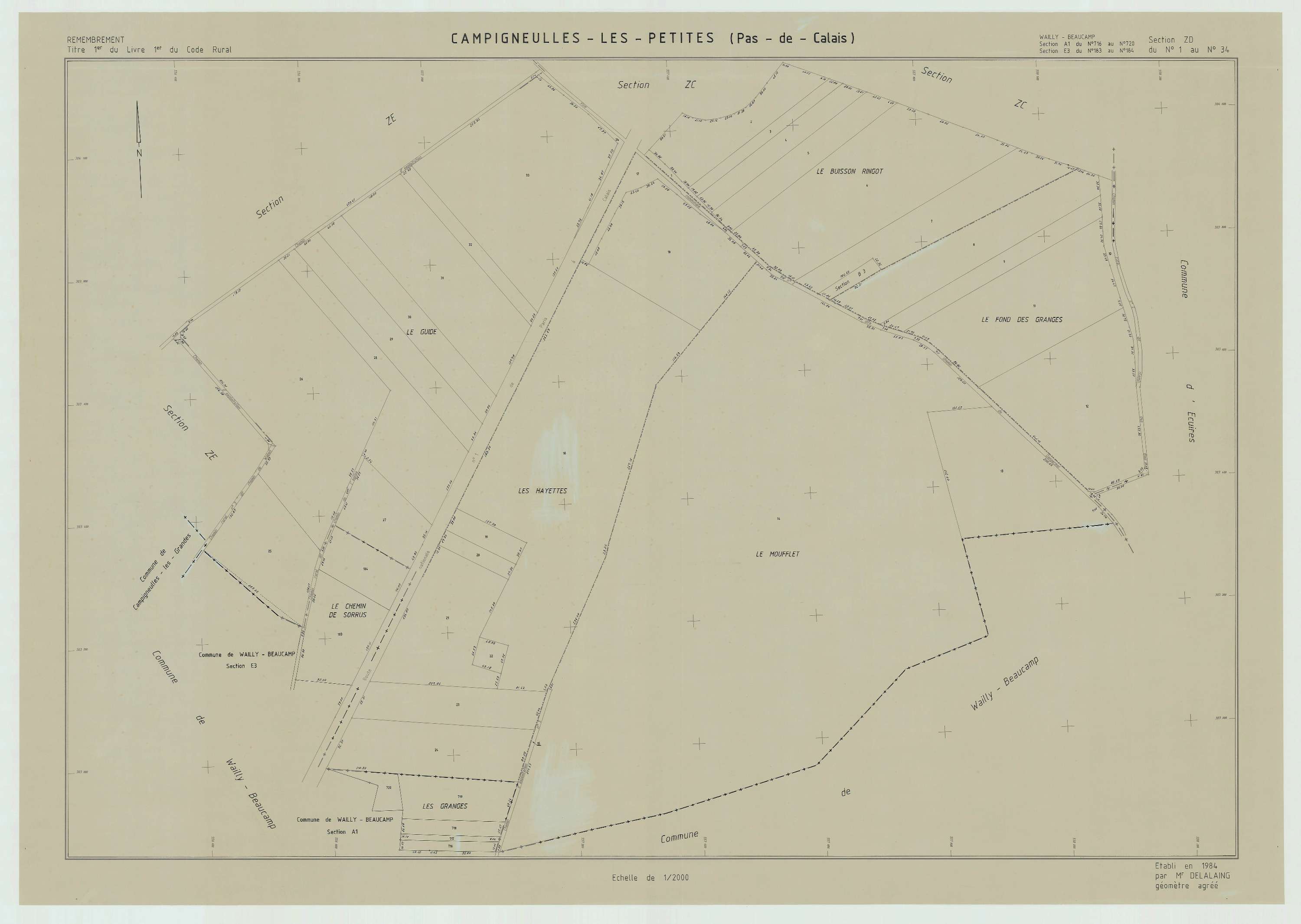 Campigneulles-les-Petites - Plan de remembrement : section ZD.