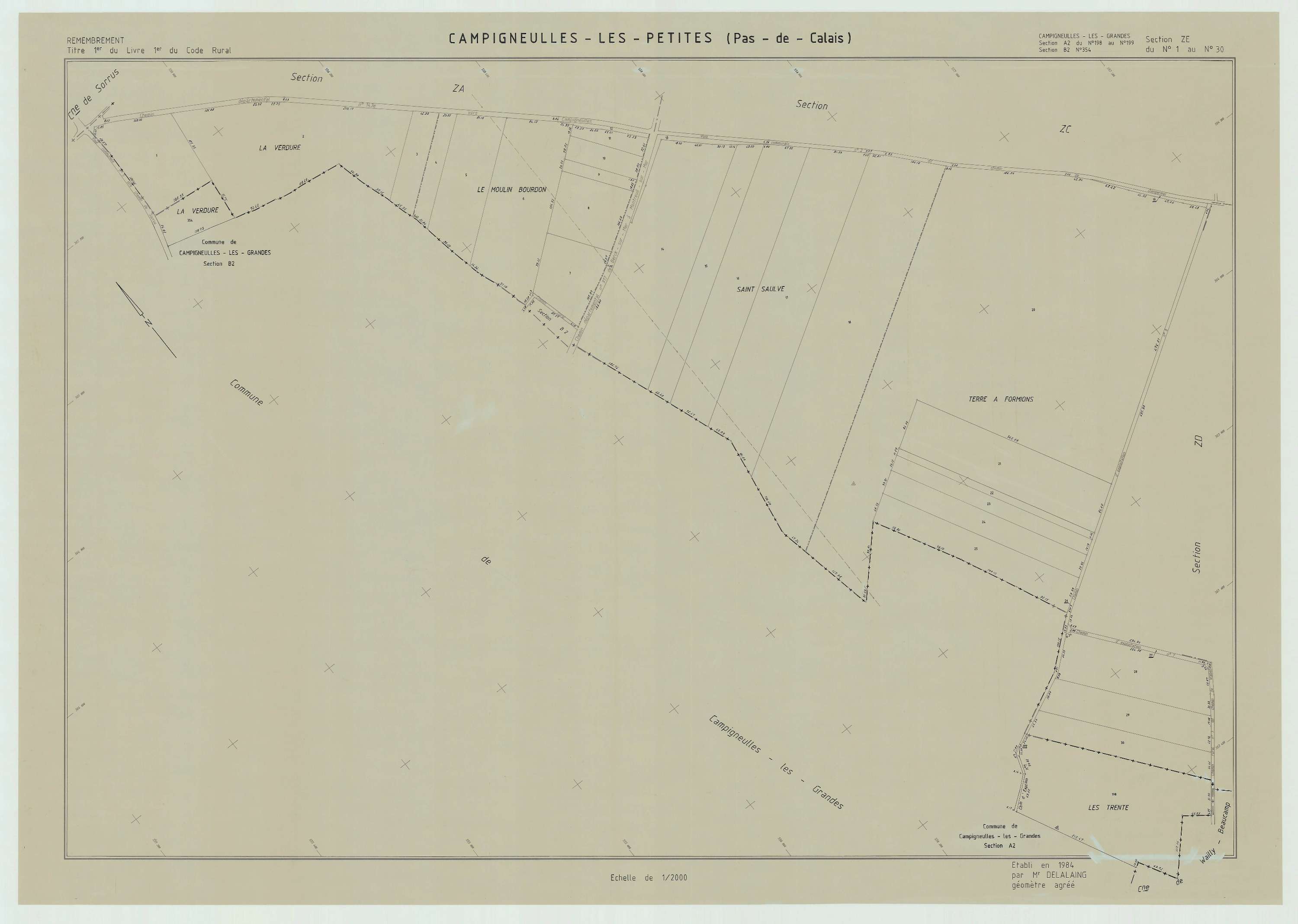 Campigneulles-les-Petites - Plan de remembrement : section ZE.