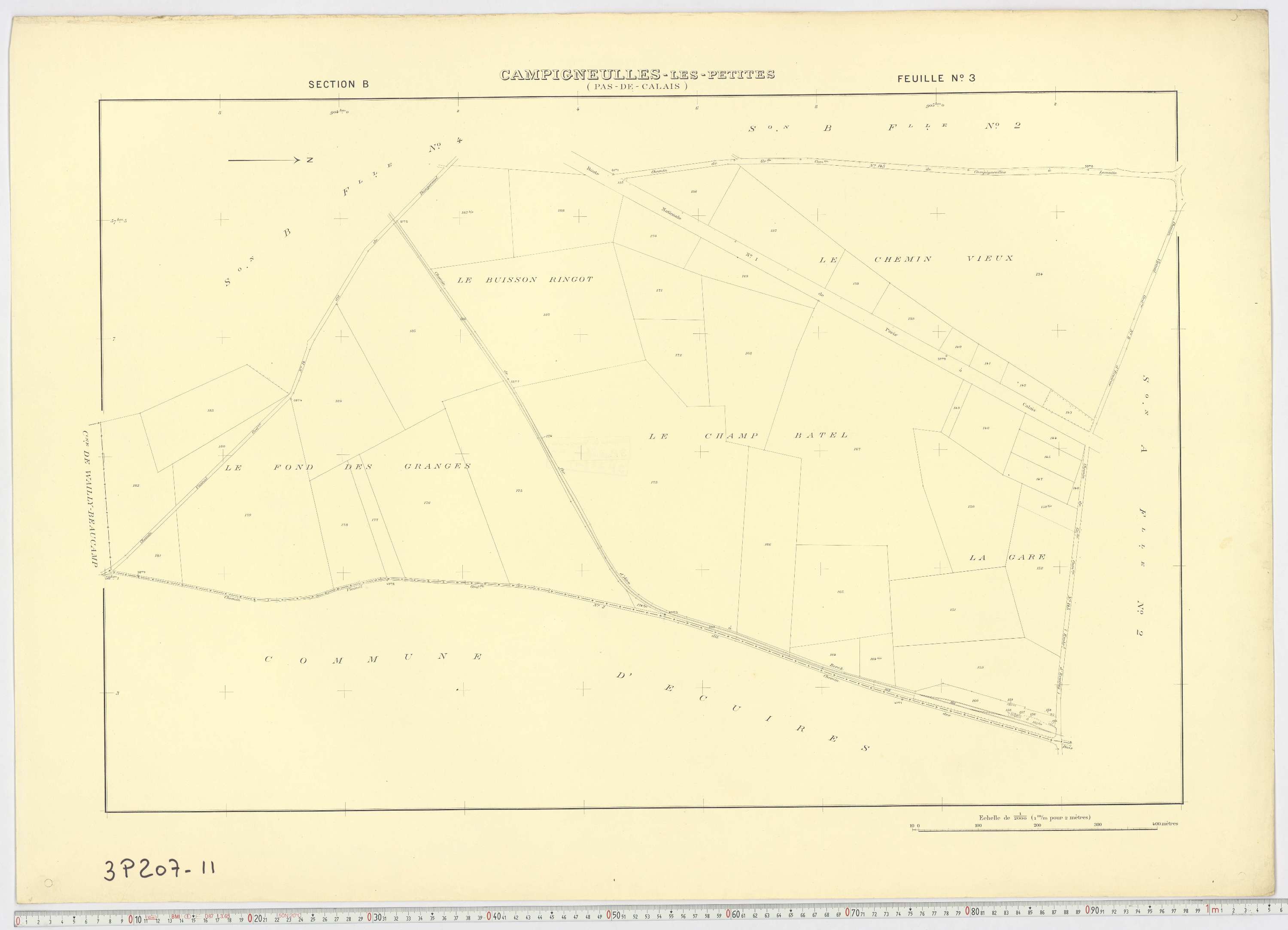 Campigneulles-les-Petites - Section B, feuille 3.
