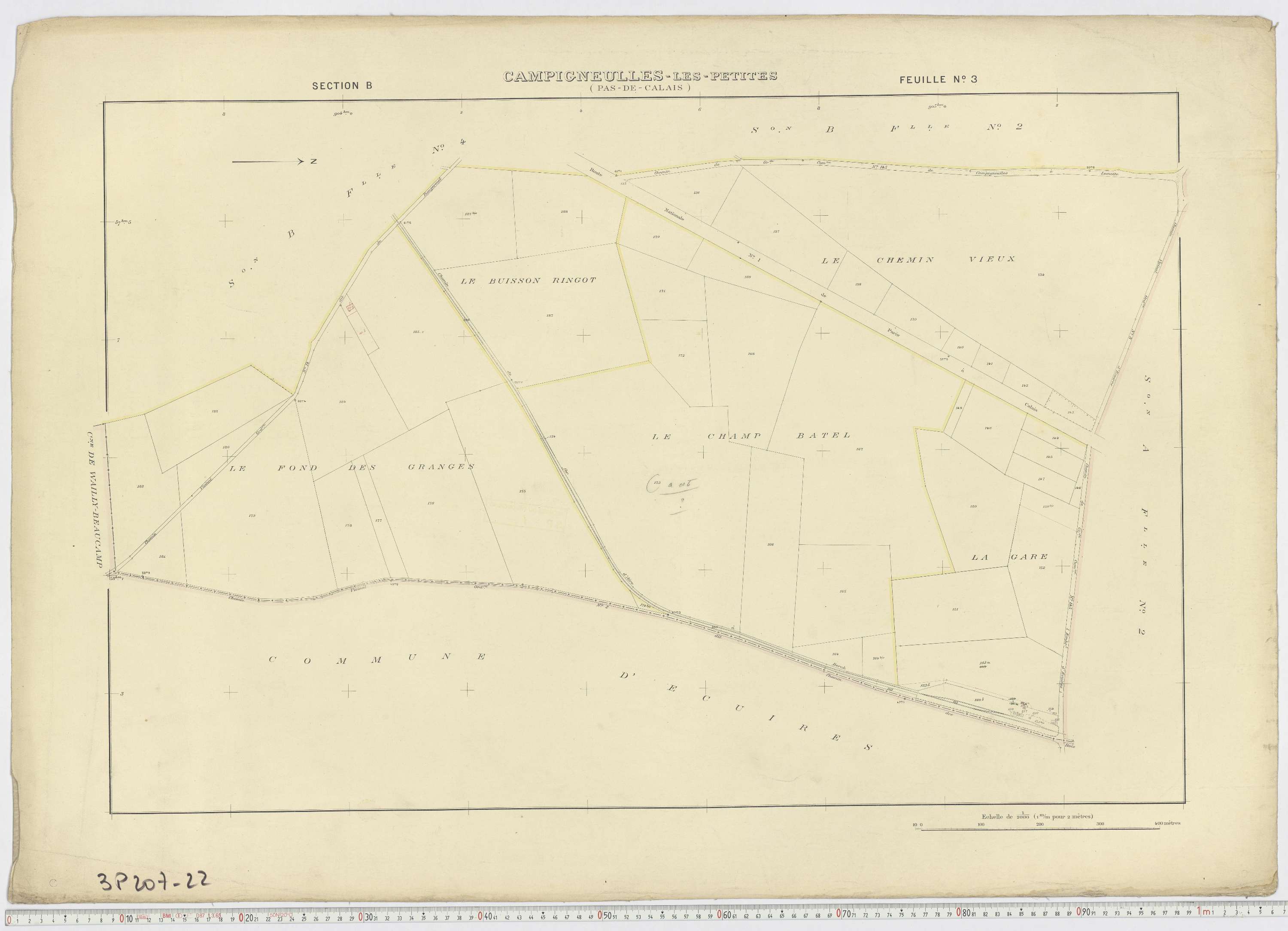 Campigneulles-les-Petites - Section B, feuille 3.