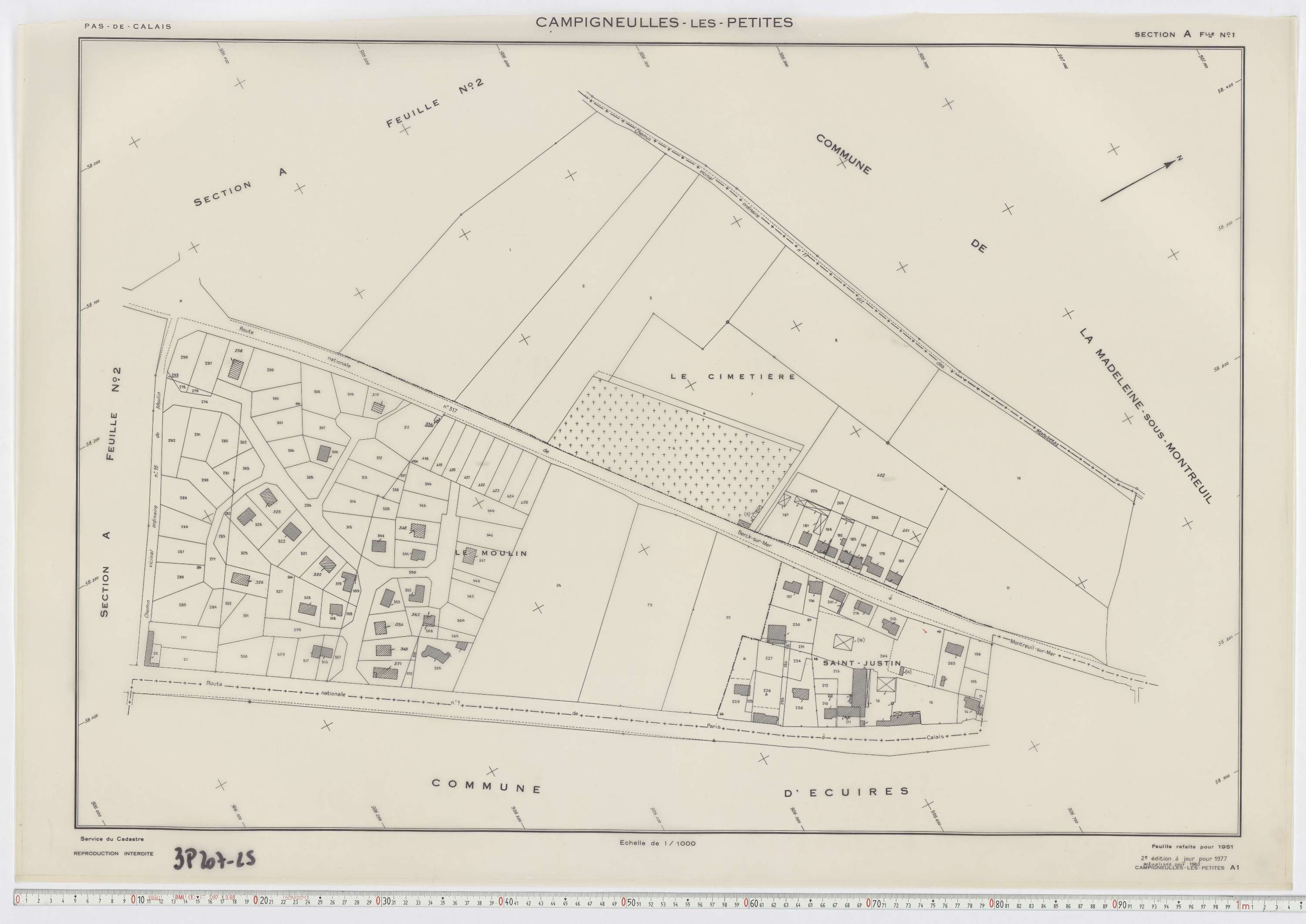 Campigneulles-les-Petites - Section A, feuille 1.