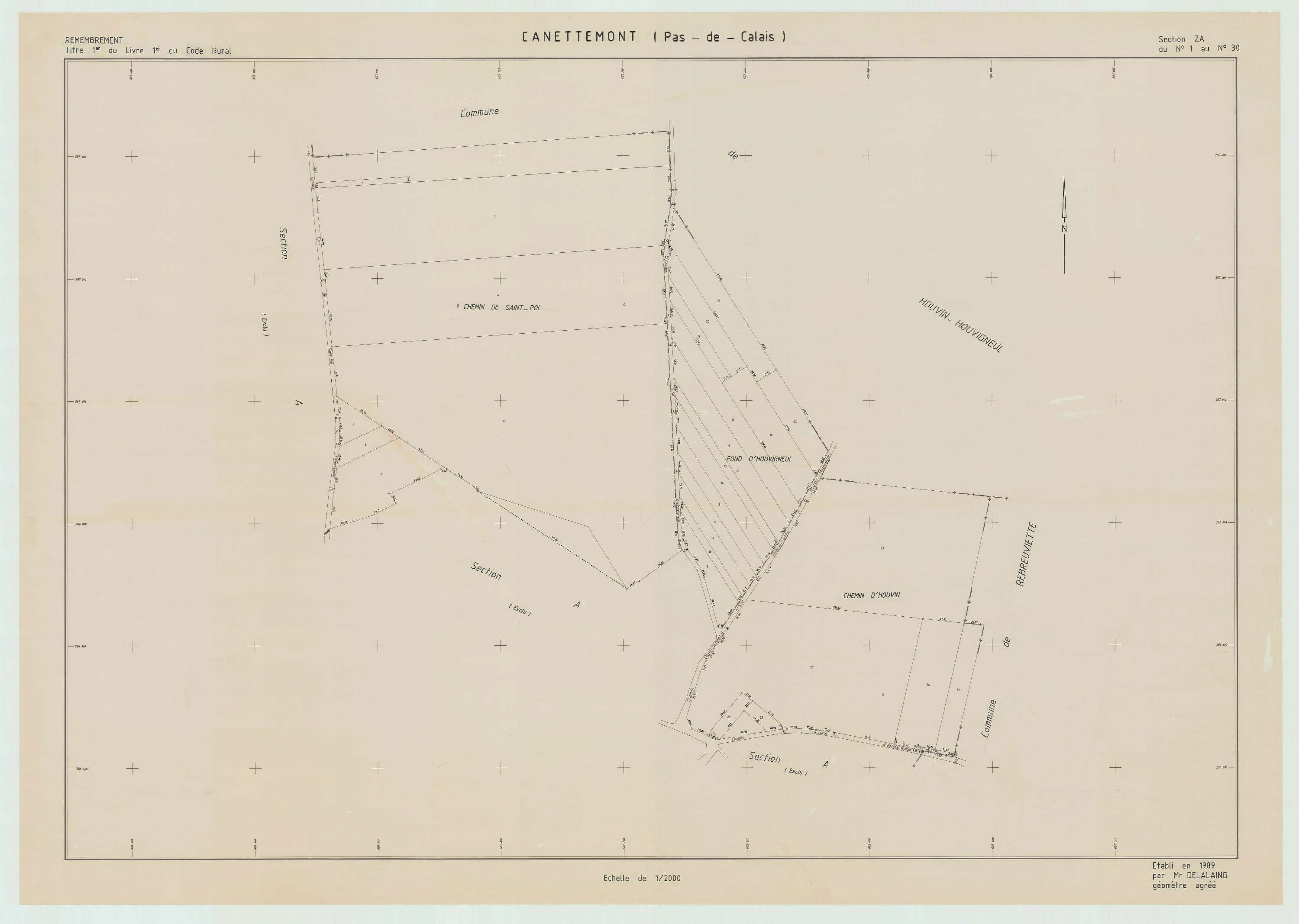 Canettemont - Plan de remembrement : section ZA.