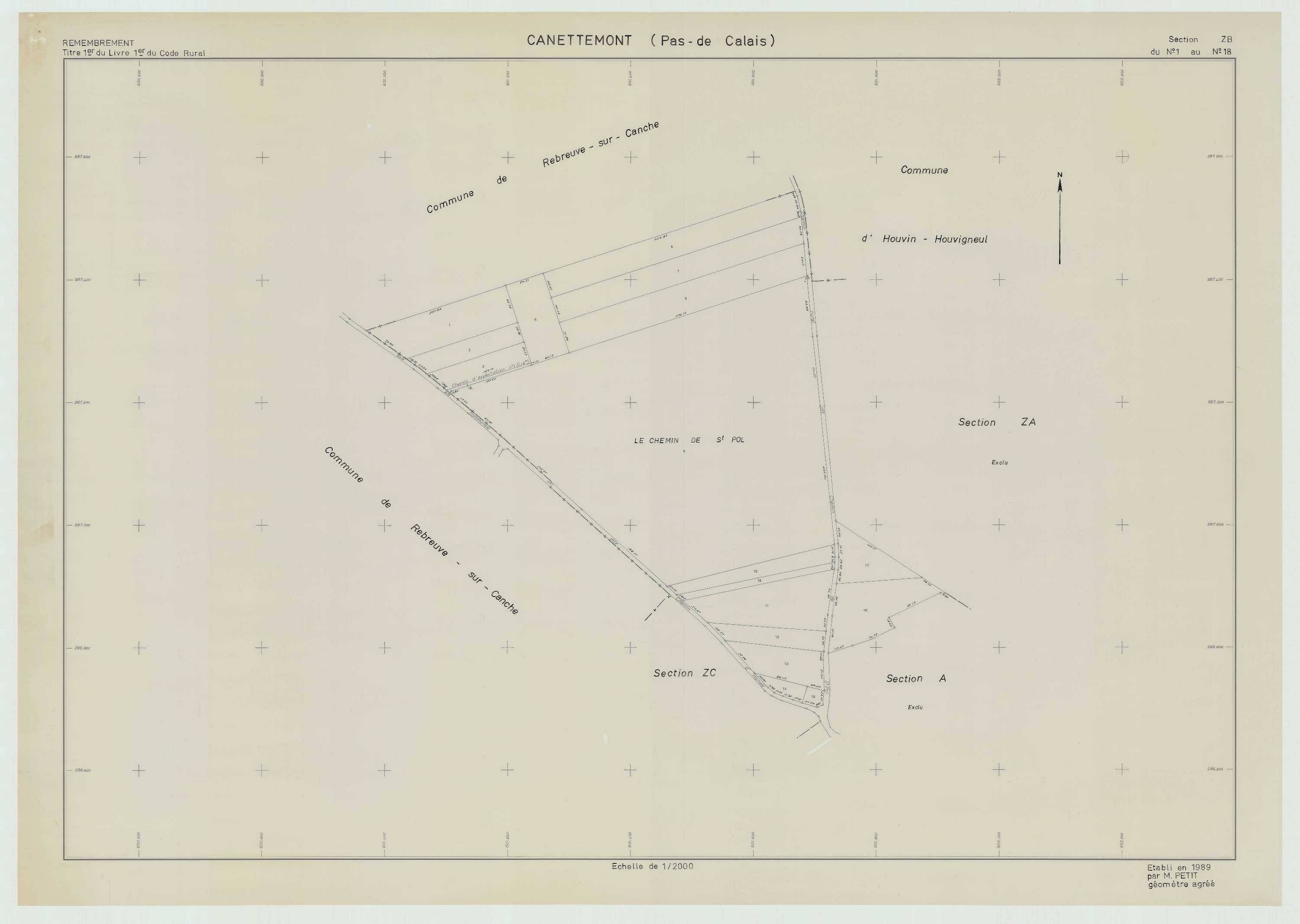 Canettemont - Plan de remembrement : section ZB.