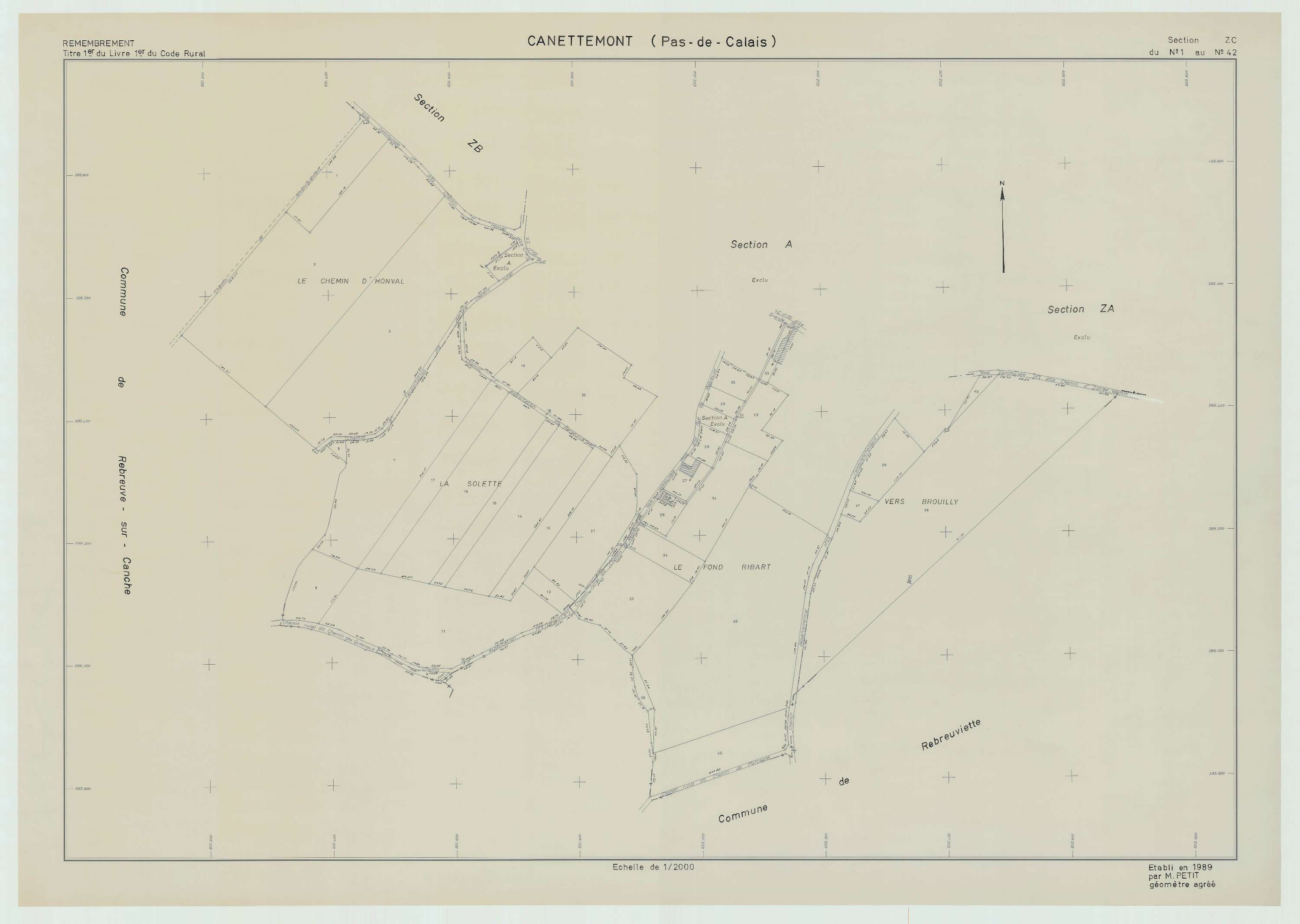 Canettemont - Plan de remembrement : section ZC.
