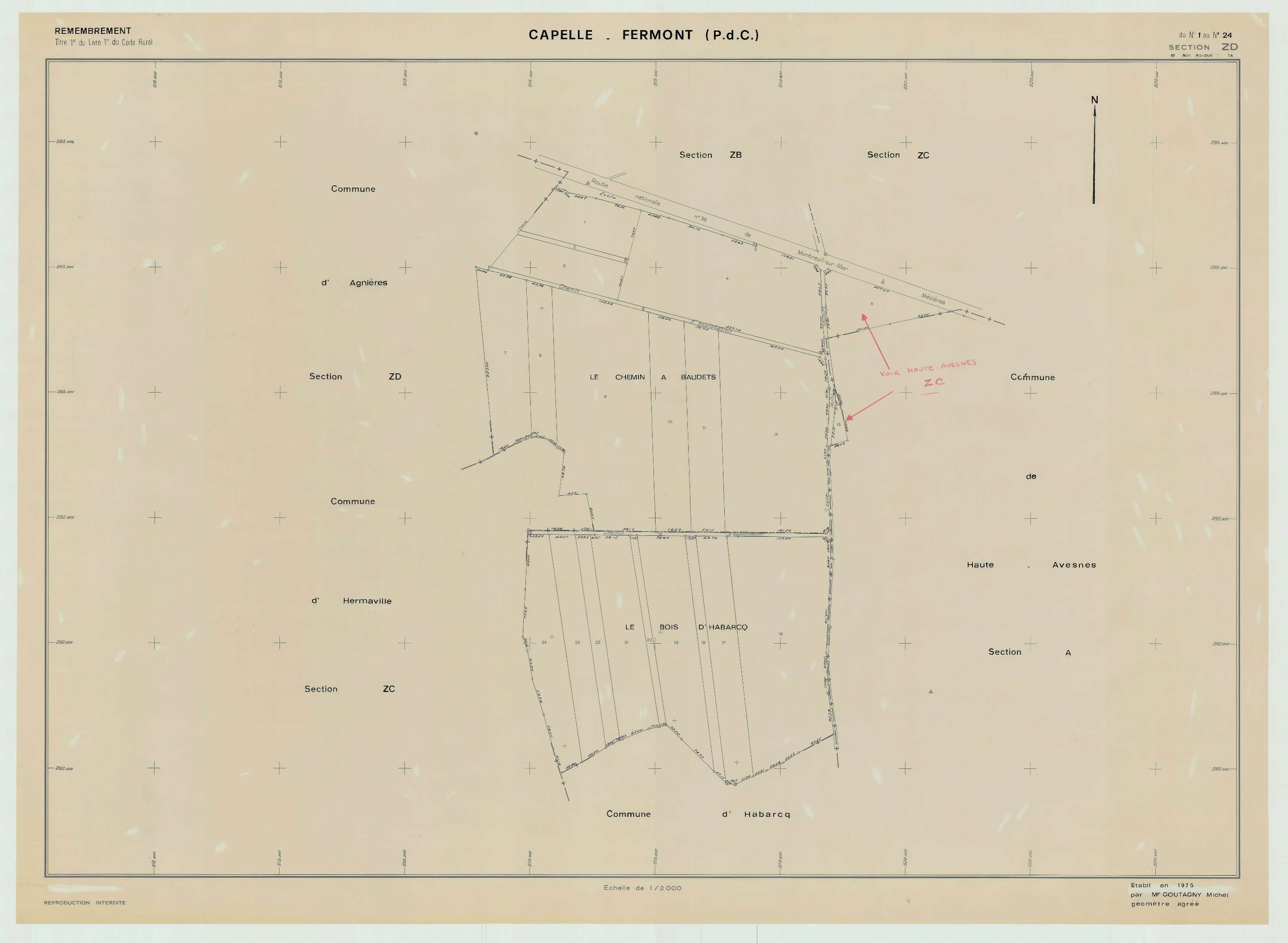 Capelle-Fermont - Plan de remembrement : section ZD.