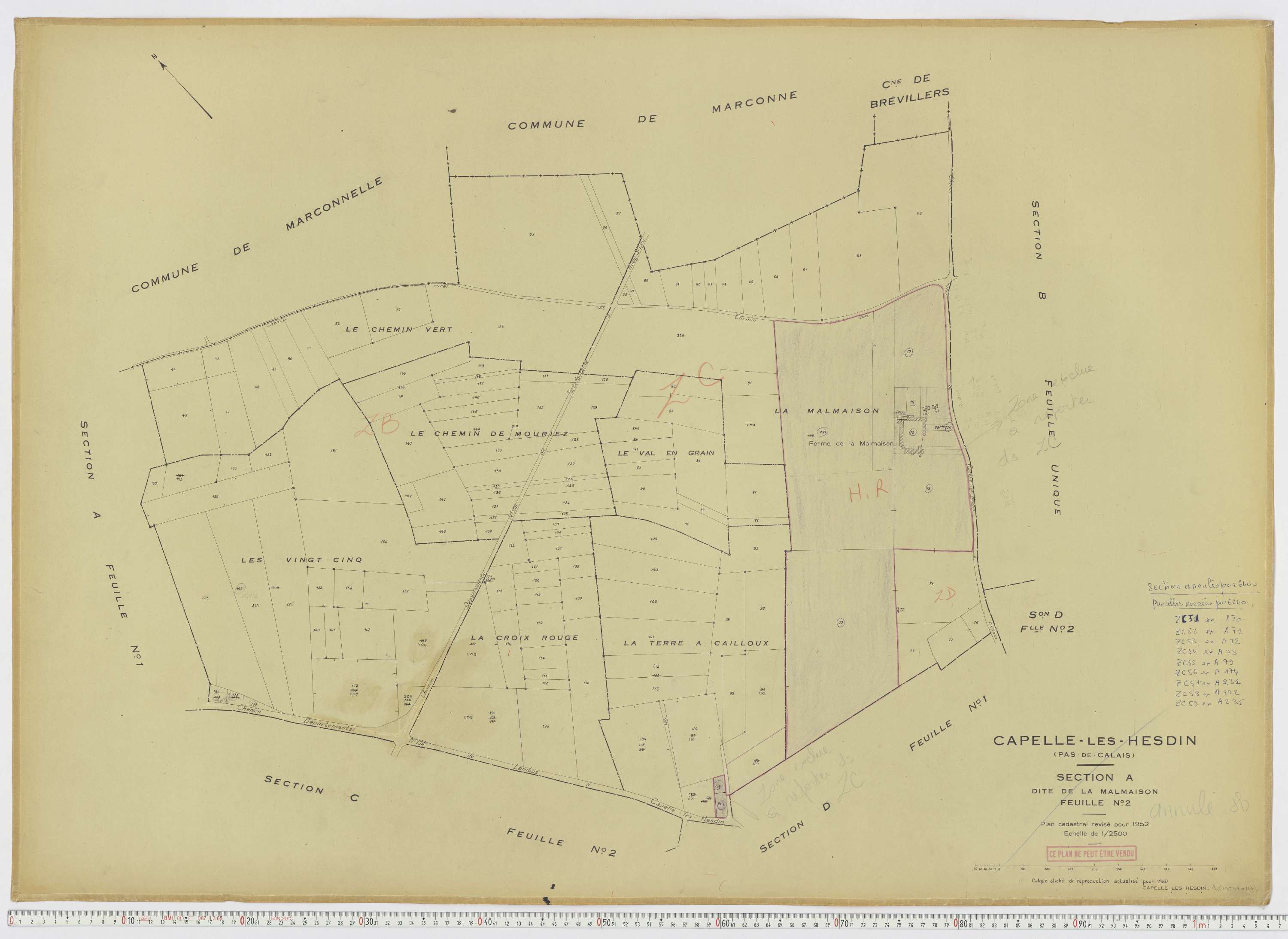 Capelle-lès-Hesdin - Section A, feuille 2.