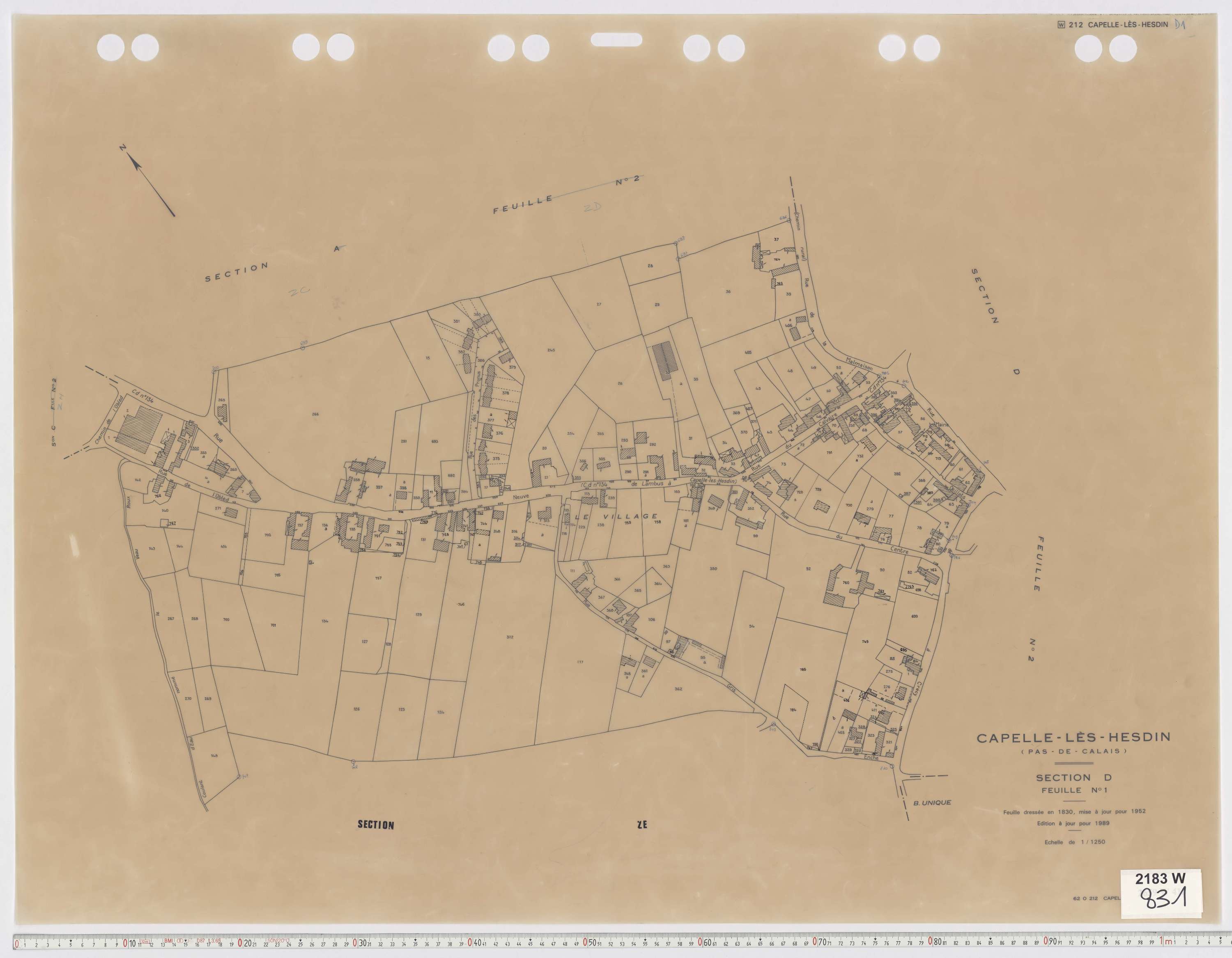 Capelle-lès-Hesdin - Section D, feuille 1.