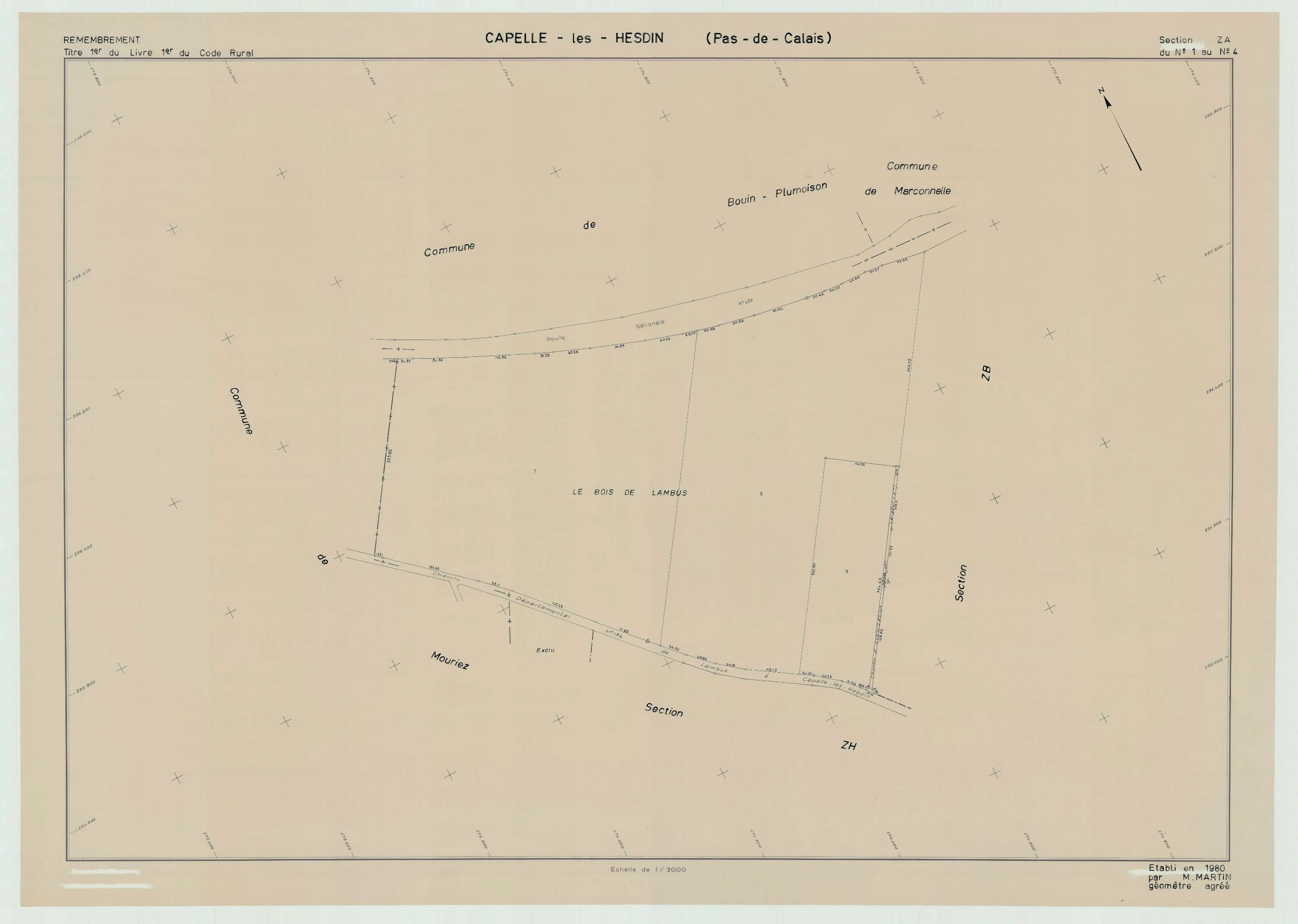 Capelle-lès-Hesdin - Plan de remembrement : section ZA.