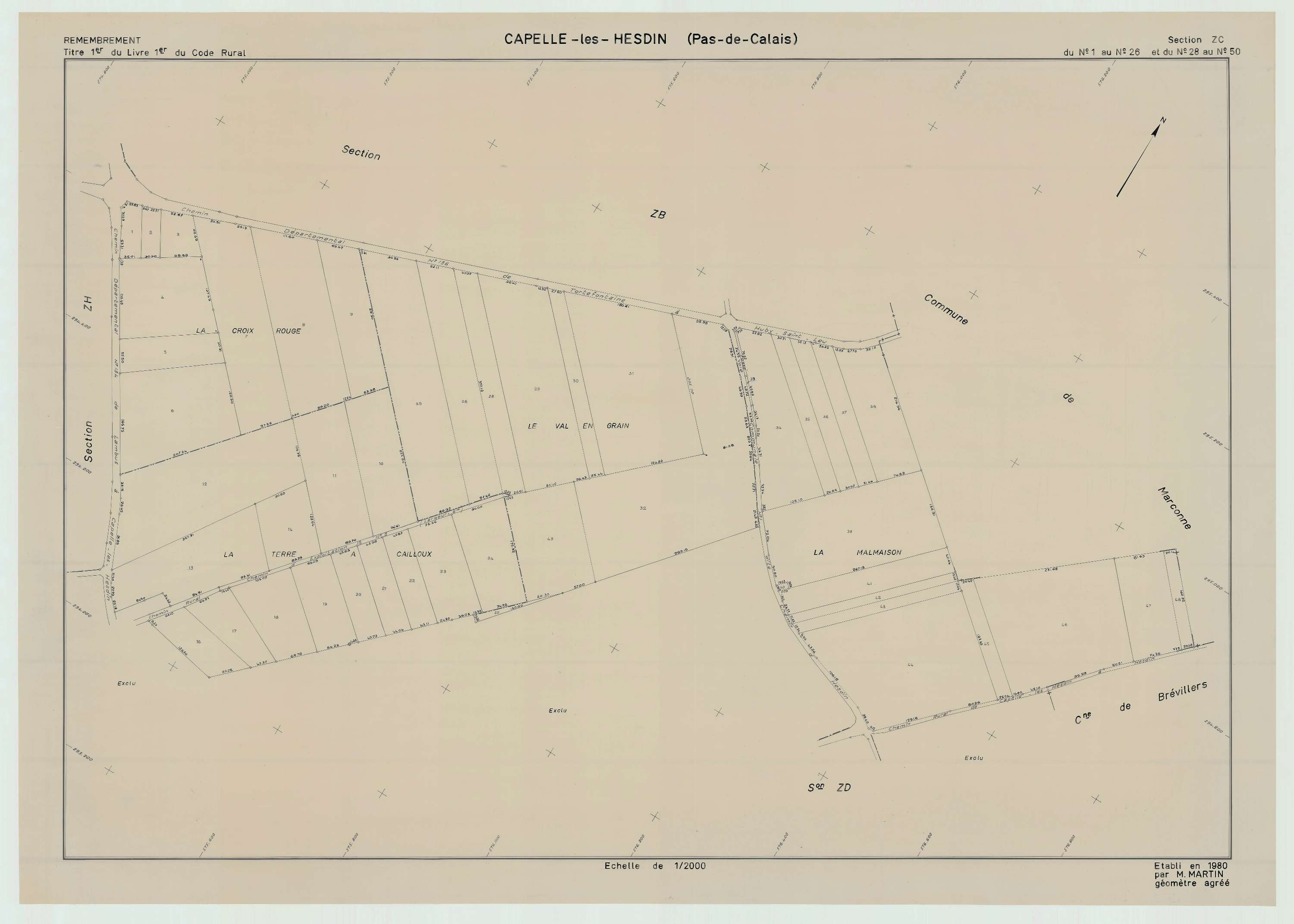 Capelle-lès-Hesdin - Plan de remembrement : section ZC.