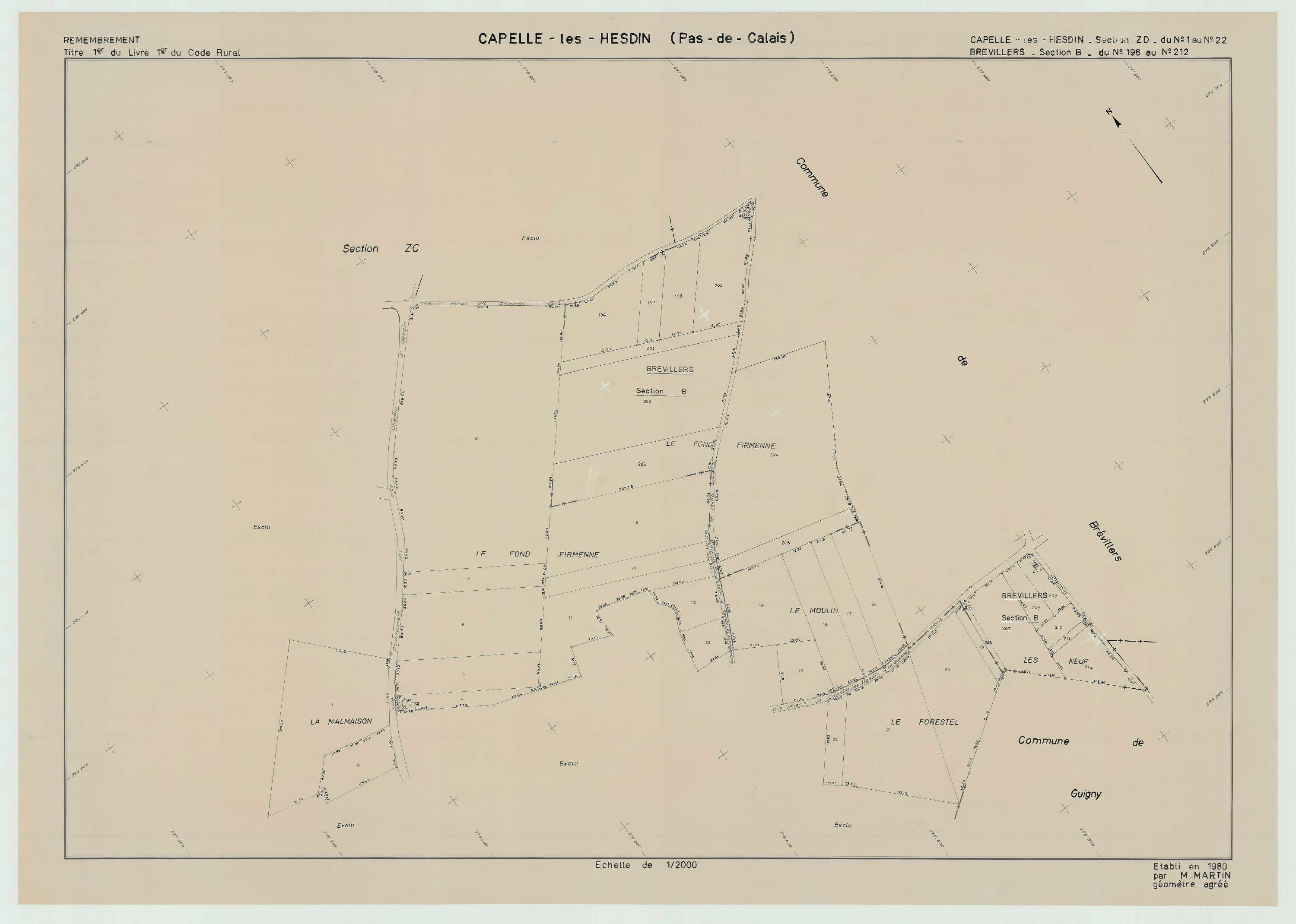 Capelle-lès-Hesdin - Plan de remembrement : section ZD.