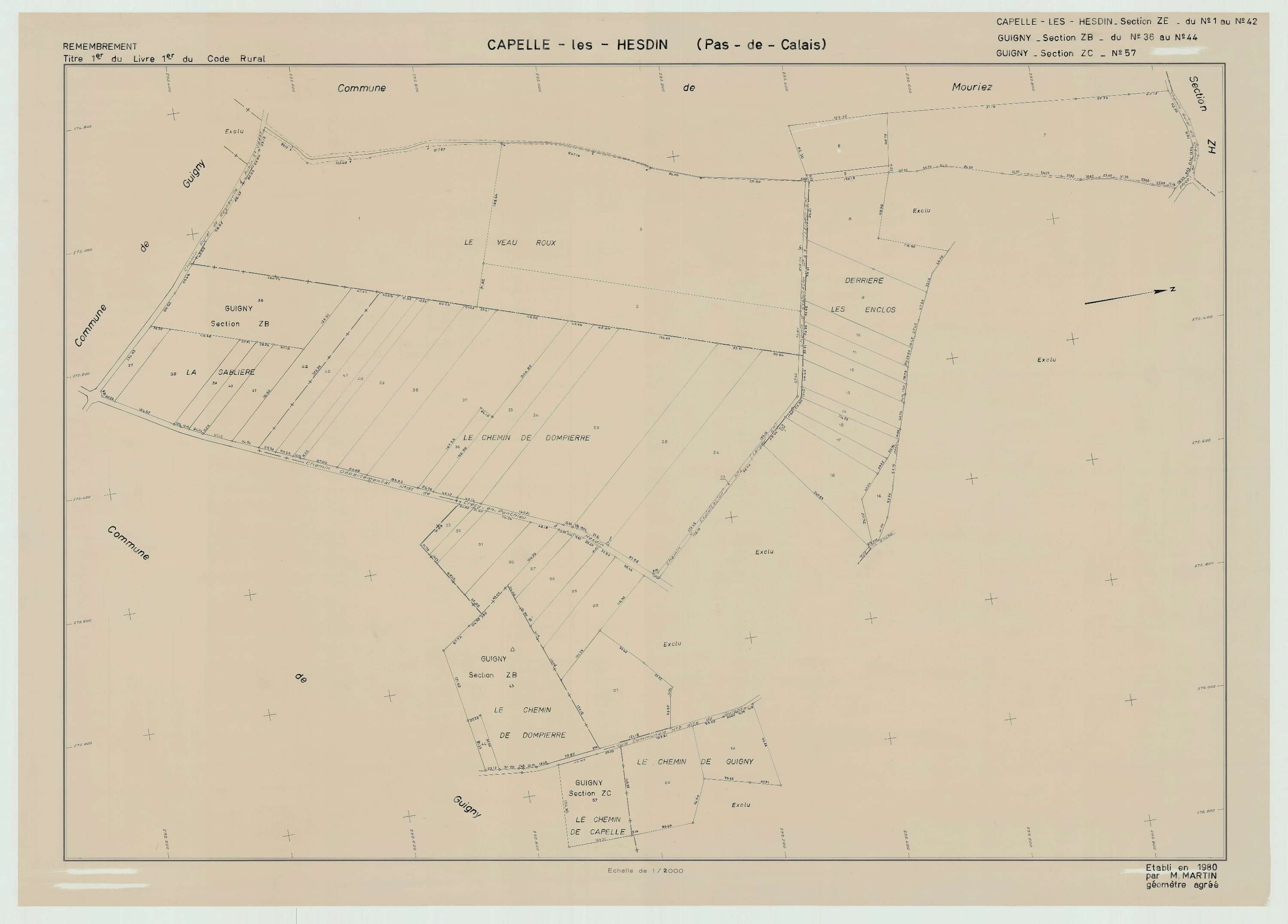 Capelle-lès-Hesdin - Plan de remembrement : section ZE.