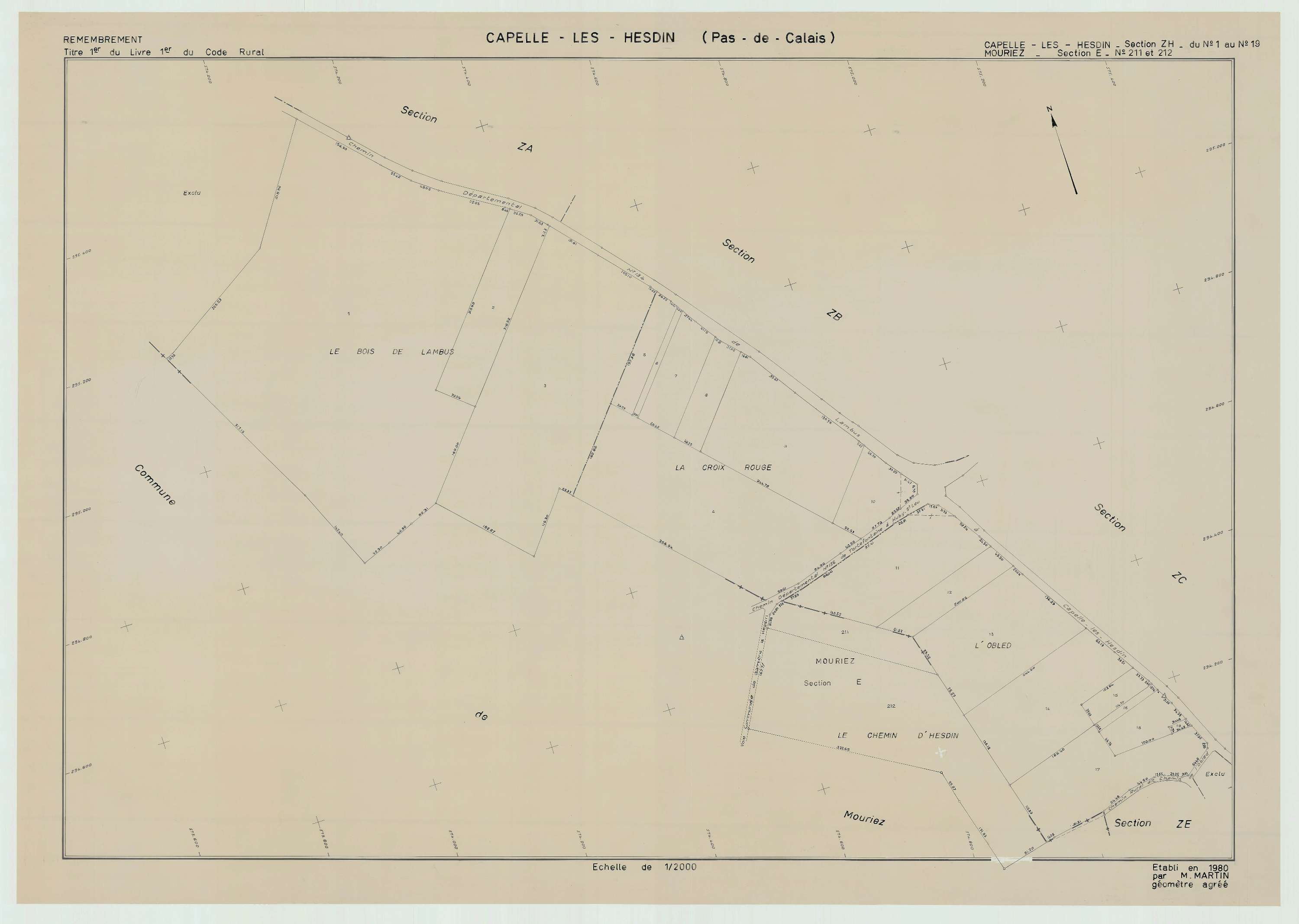 Capelle-lès-Hesdin - Plan de remembrement : section ZH.