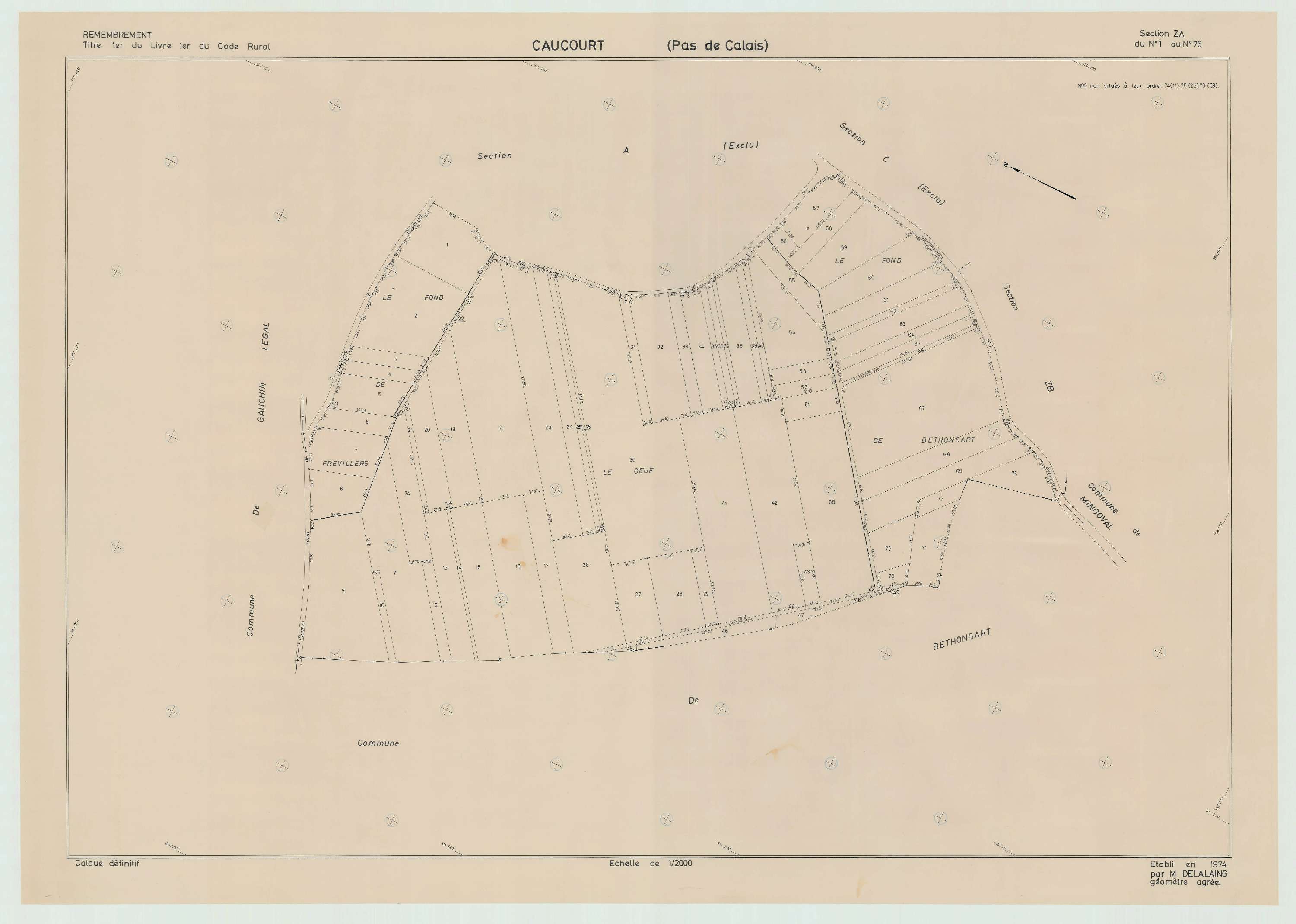 Caucourt - Plan de remembrement : section ZA.