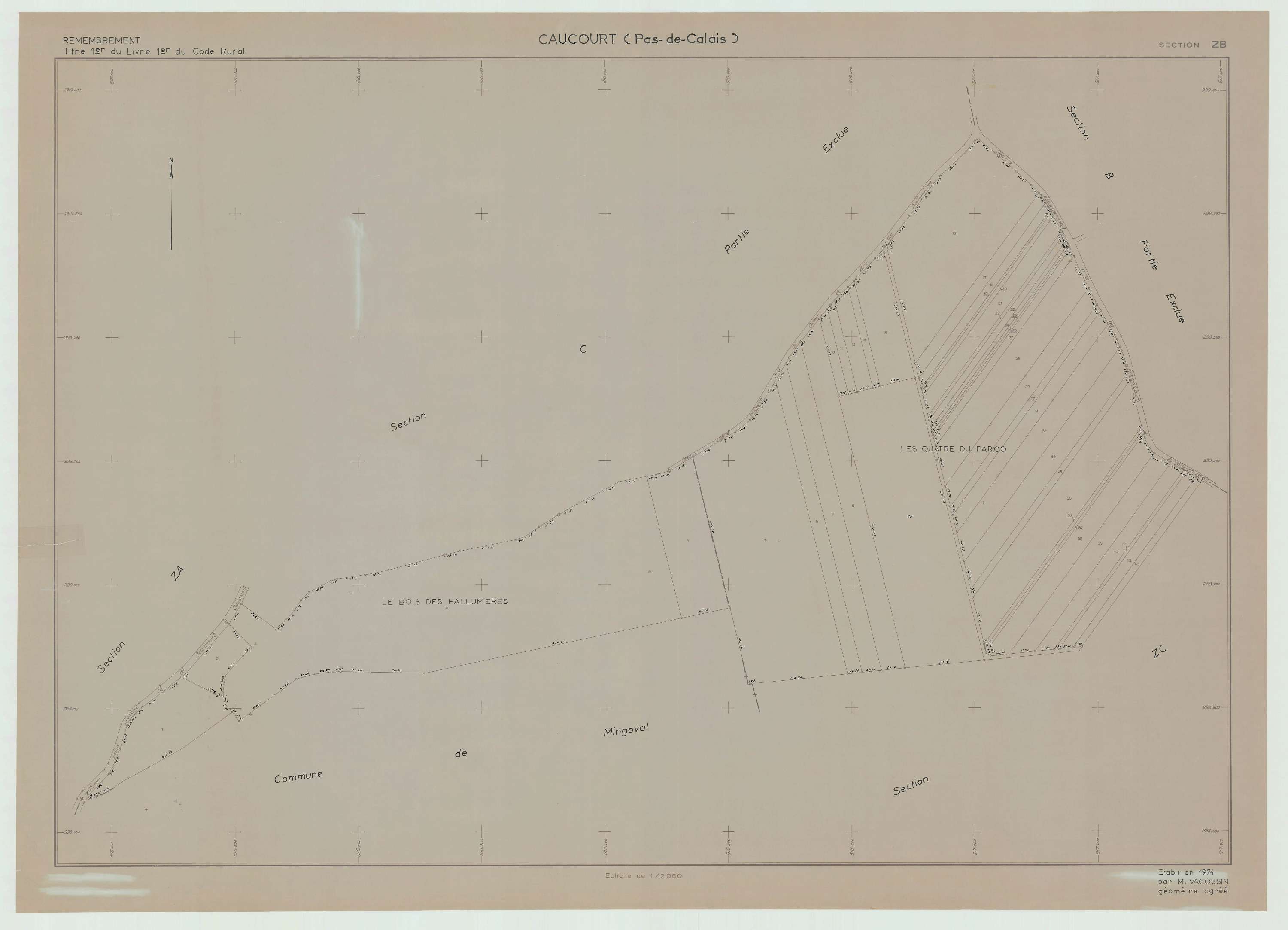 Caucourt - Plan de remembrement : section ZB.